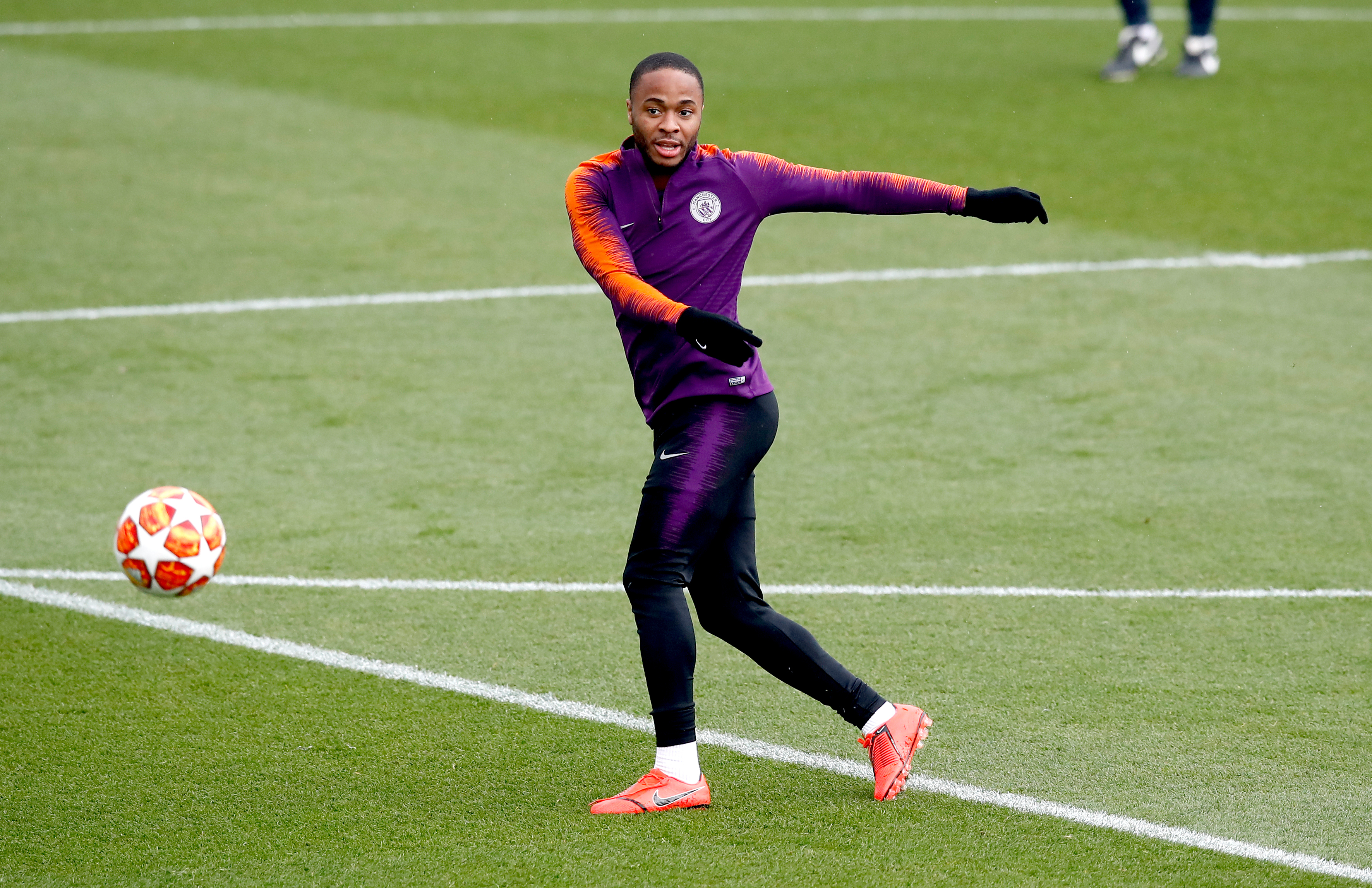 Manchester City's Raheem Sterling during a training session