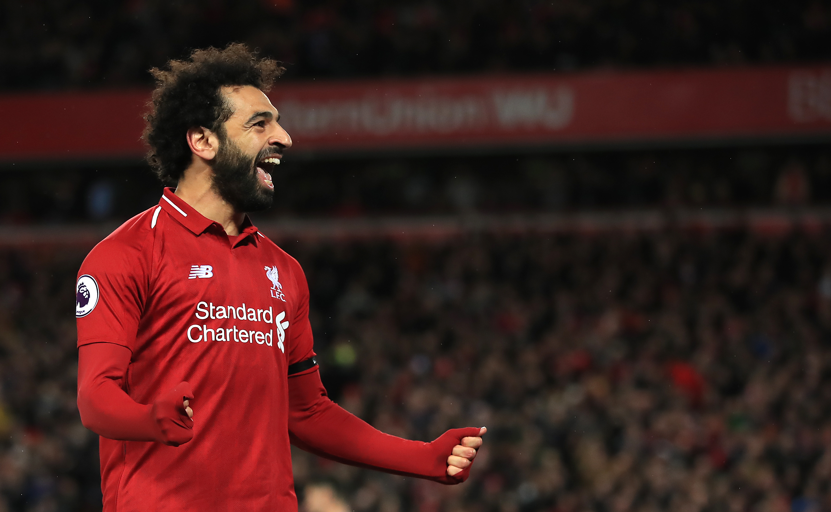 Liverpool's Mohamed Salah celebrates scoring a goal