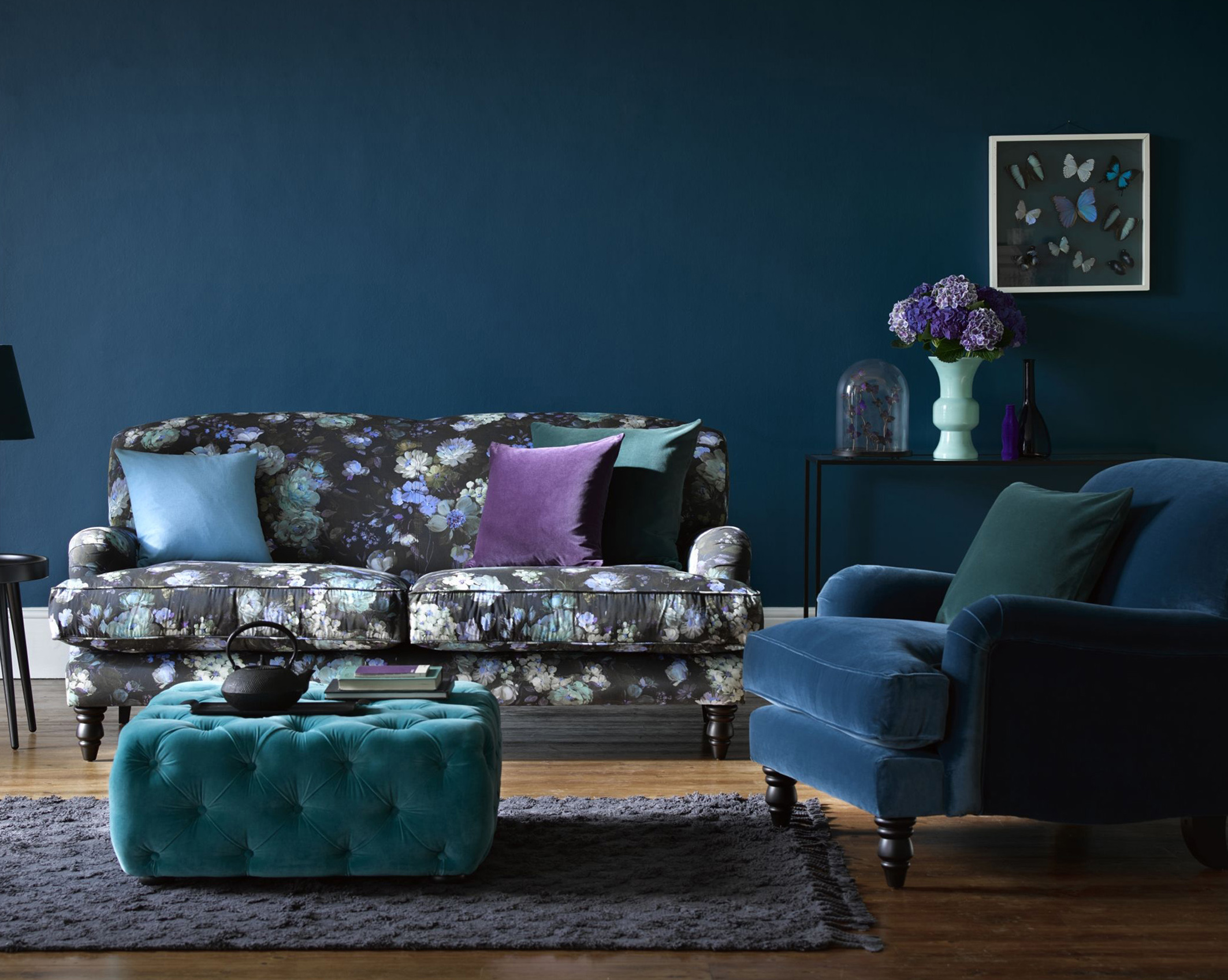 Snowdrop 2 seat sofa in Periwinkle Chelsea Bloom, Sofa.com