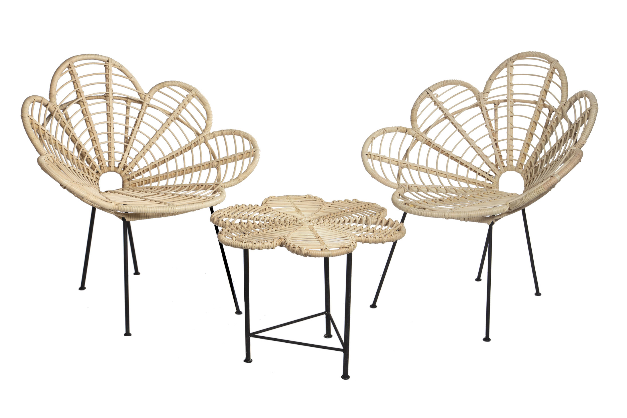 Bentwood and Rattan Flower Chairs and table, Raj Tent Club