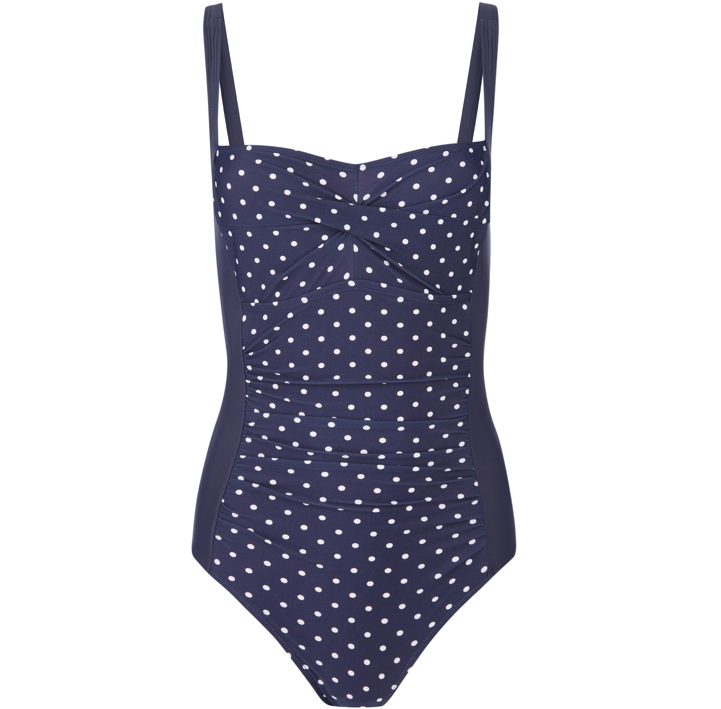 Laura Ashley Navy Polka Dot Ruche Swimsuit