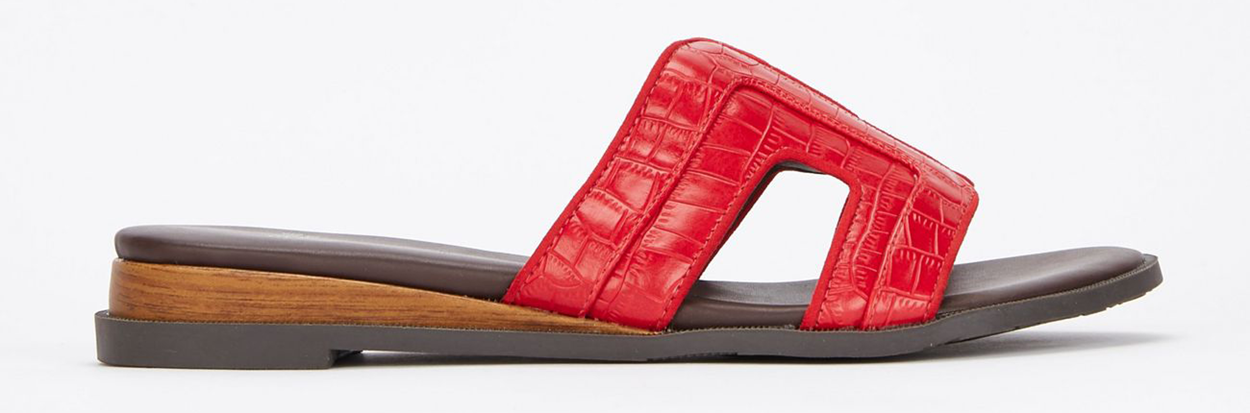 Evans Extra Wide Fit Red Mini Wedge Mules