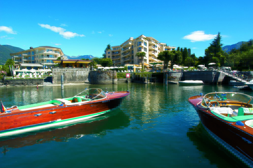 A view of Hotel Eden Roc, Lake Maggiore, from the water. (Credit: Hotel Eden Roc)