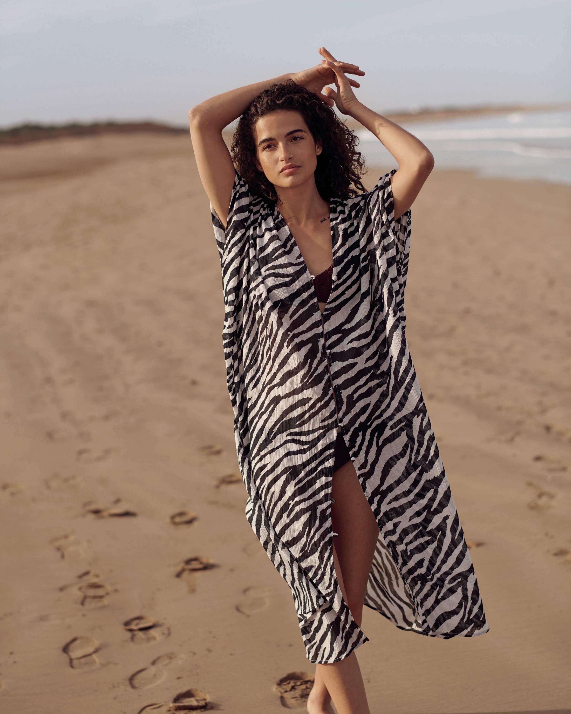 Next Monochrome Zebra Print Kaftan