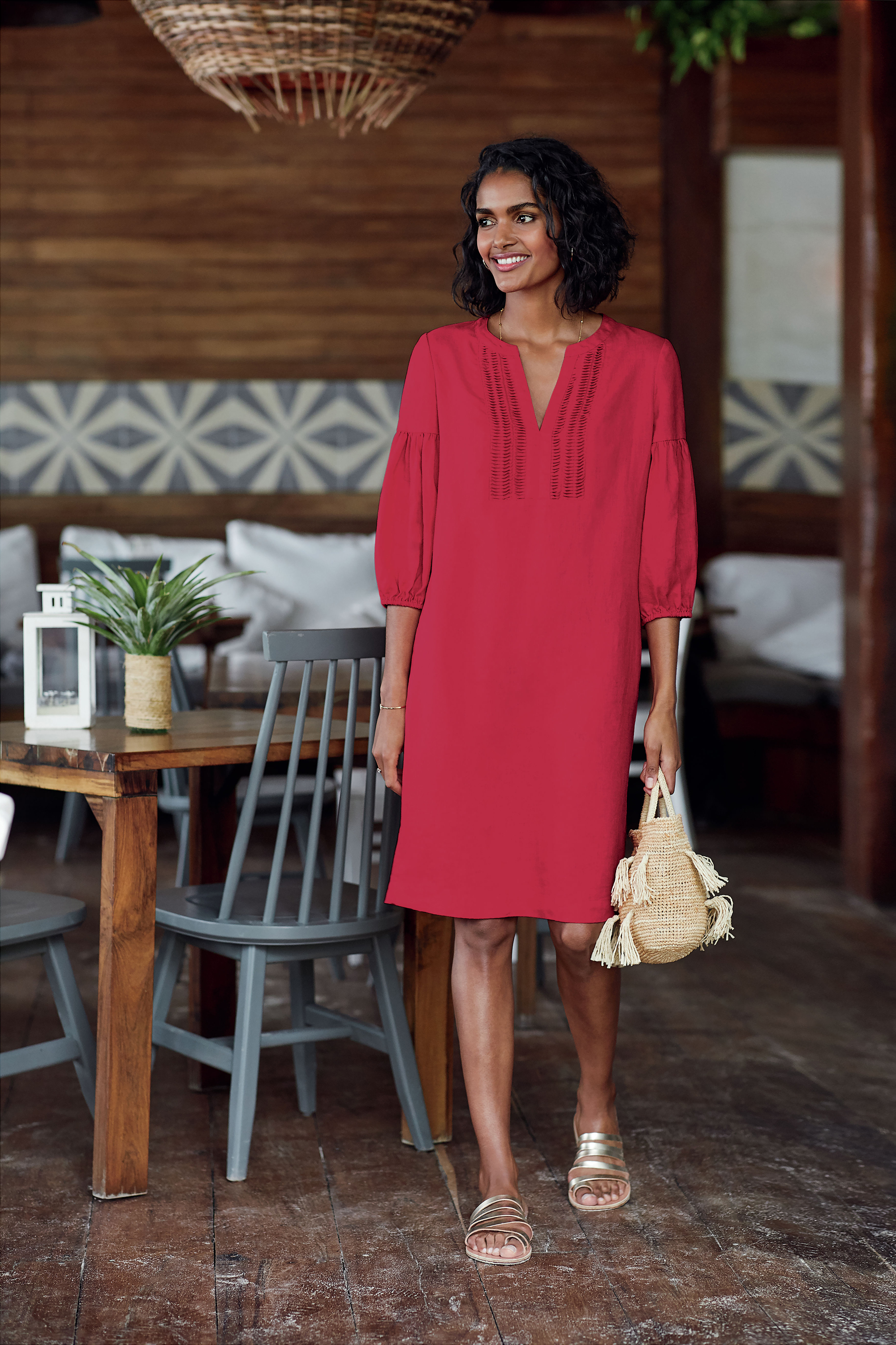 Pure Collection Laundered Linen Pintuck Beach Dress