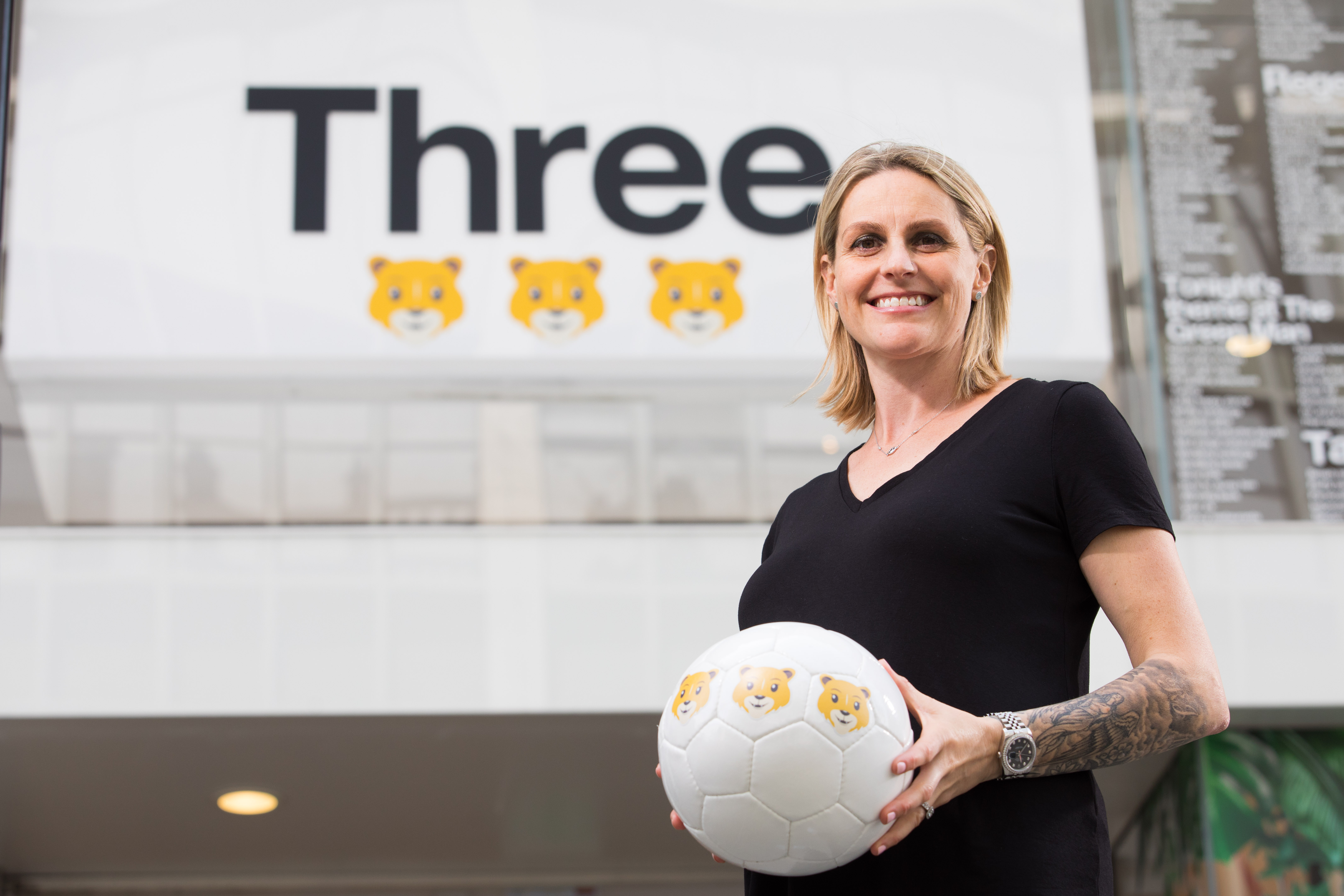 Kelly Smith MBE at the Three flagship store in Oxford Street London, which has revealed the first female lion emoji to be created, ahead of the Women's World Cup