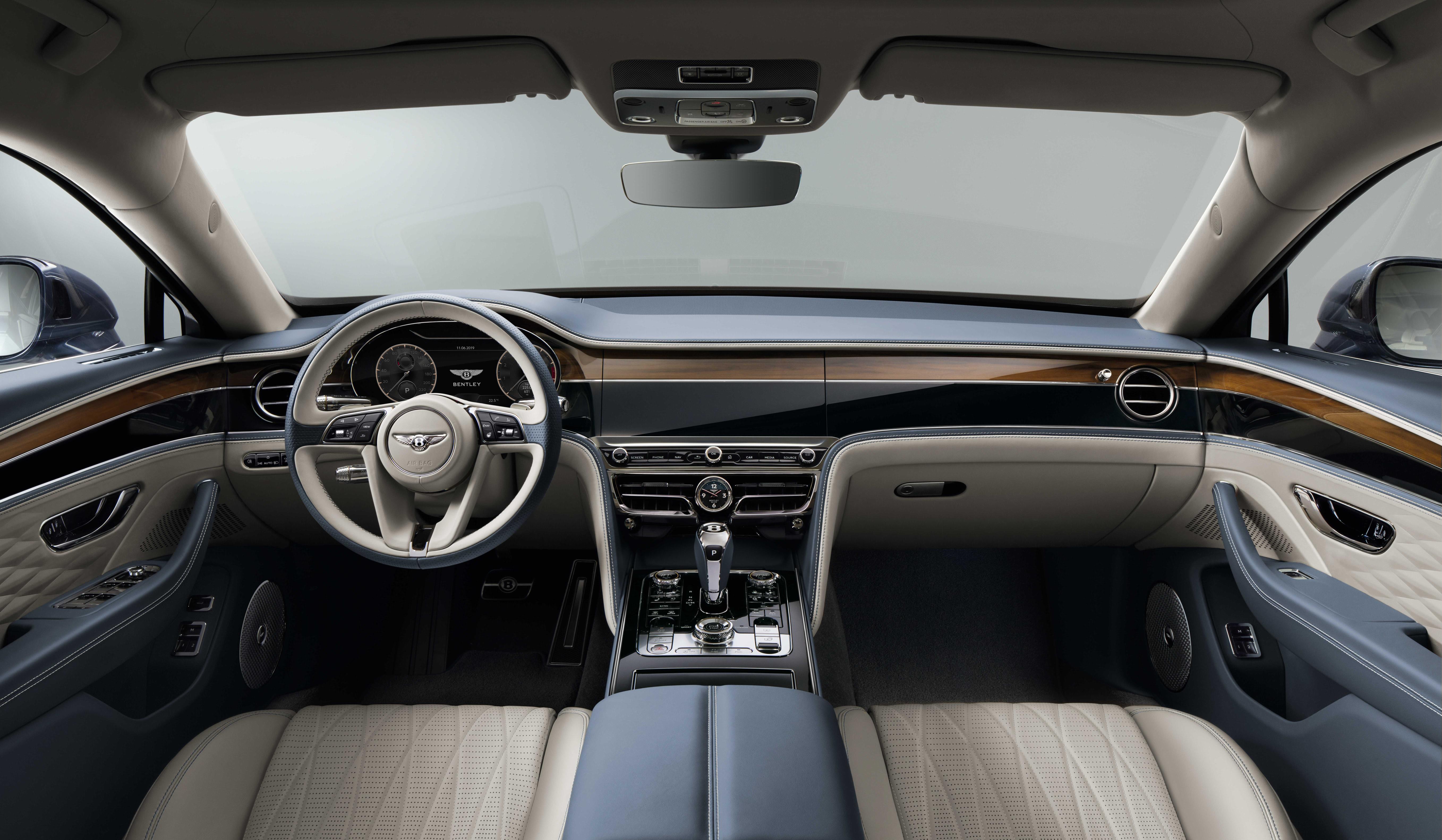 The Flying Spur's interior is available in a variety of different colours and finishes