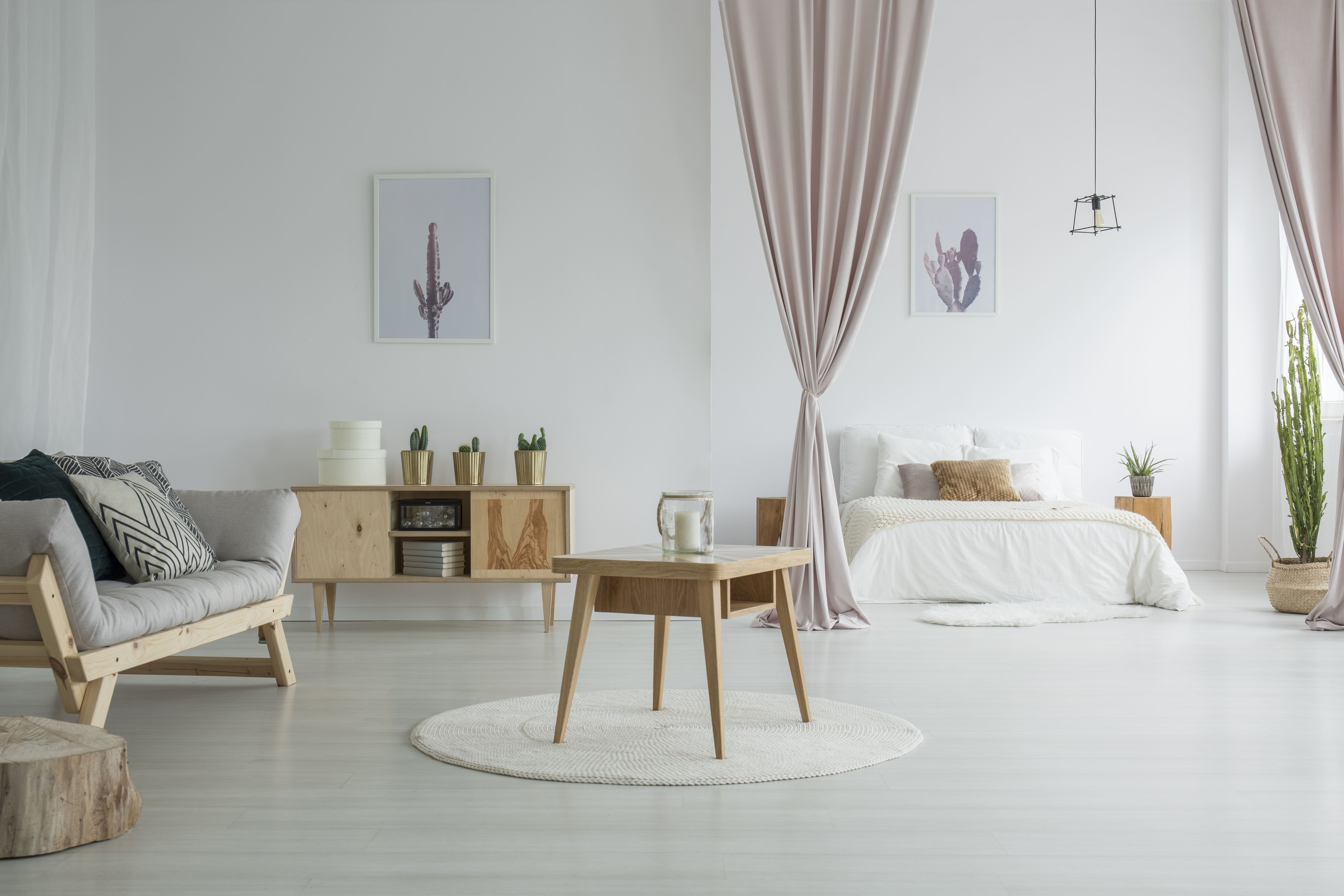 Open plan bedroom