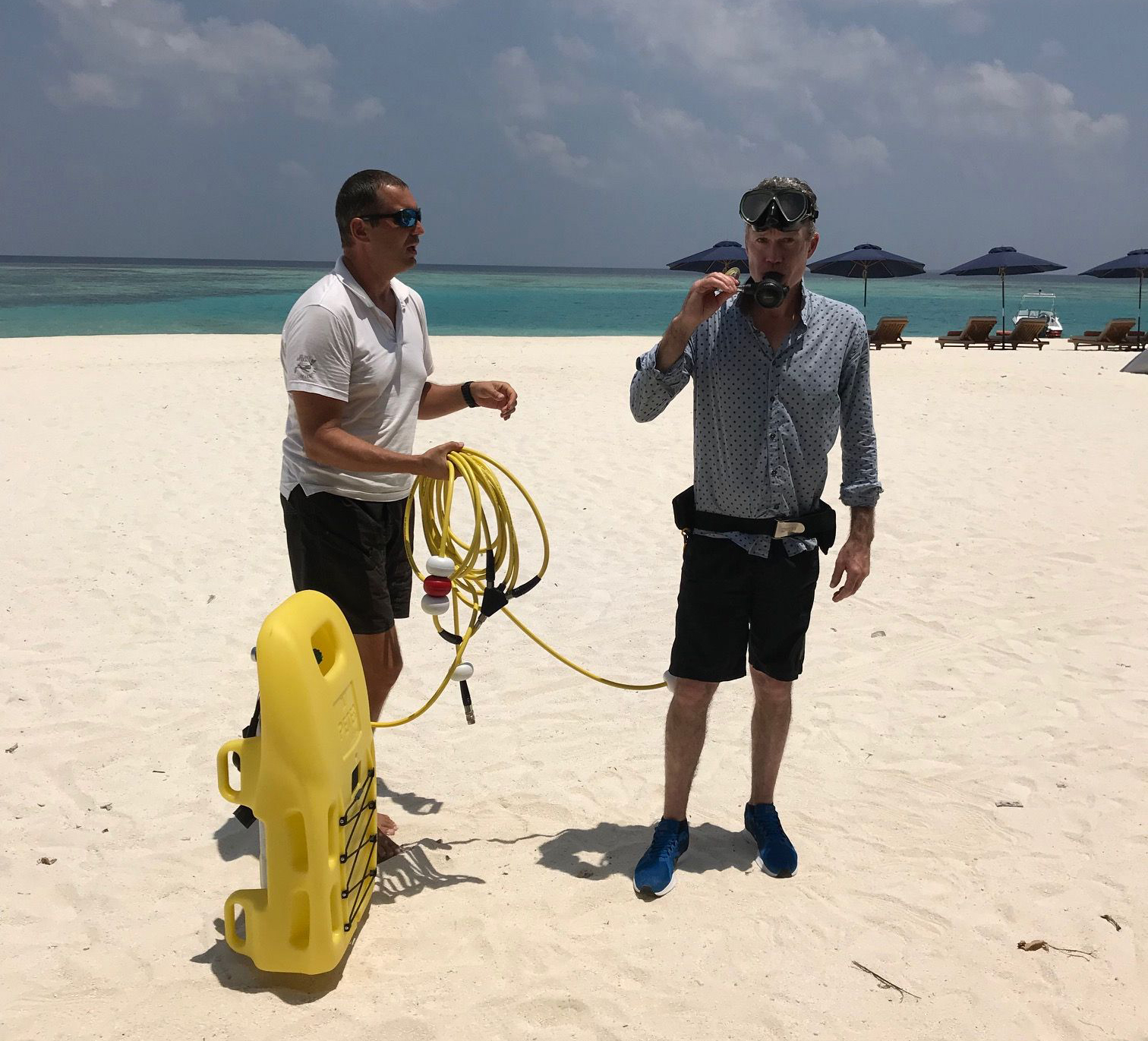 Peter Diving demo on beach