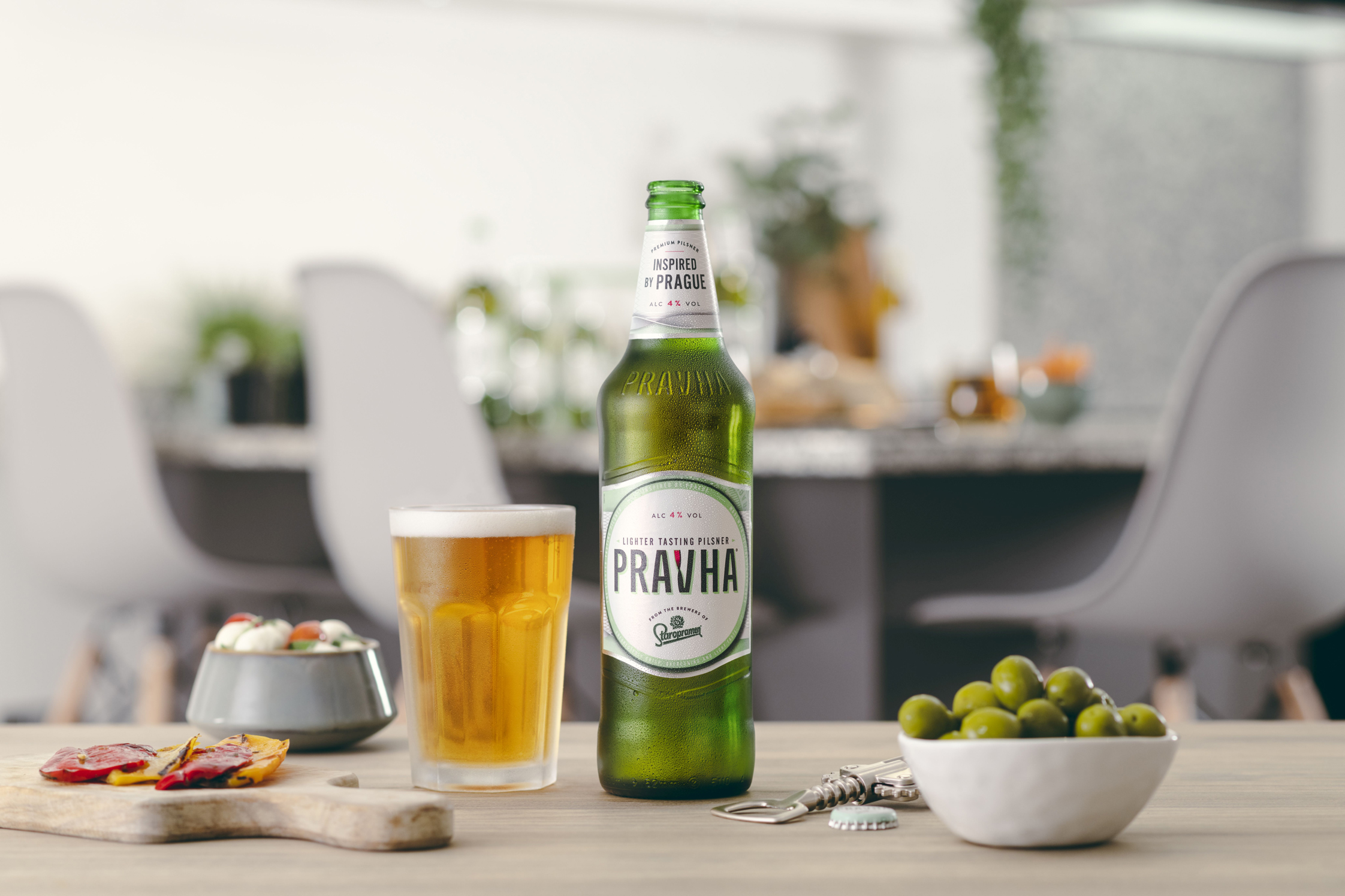 Pravha beer with food