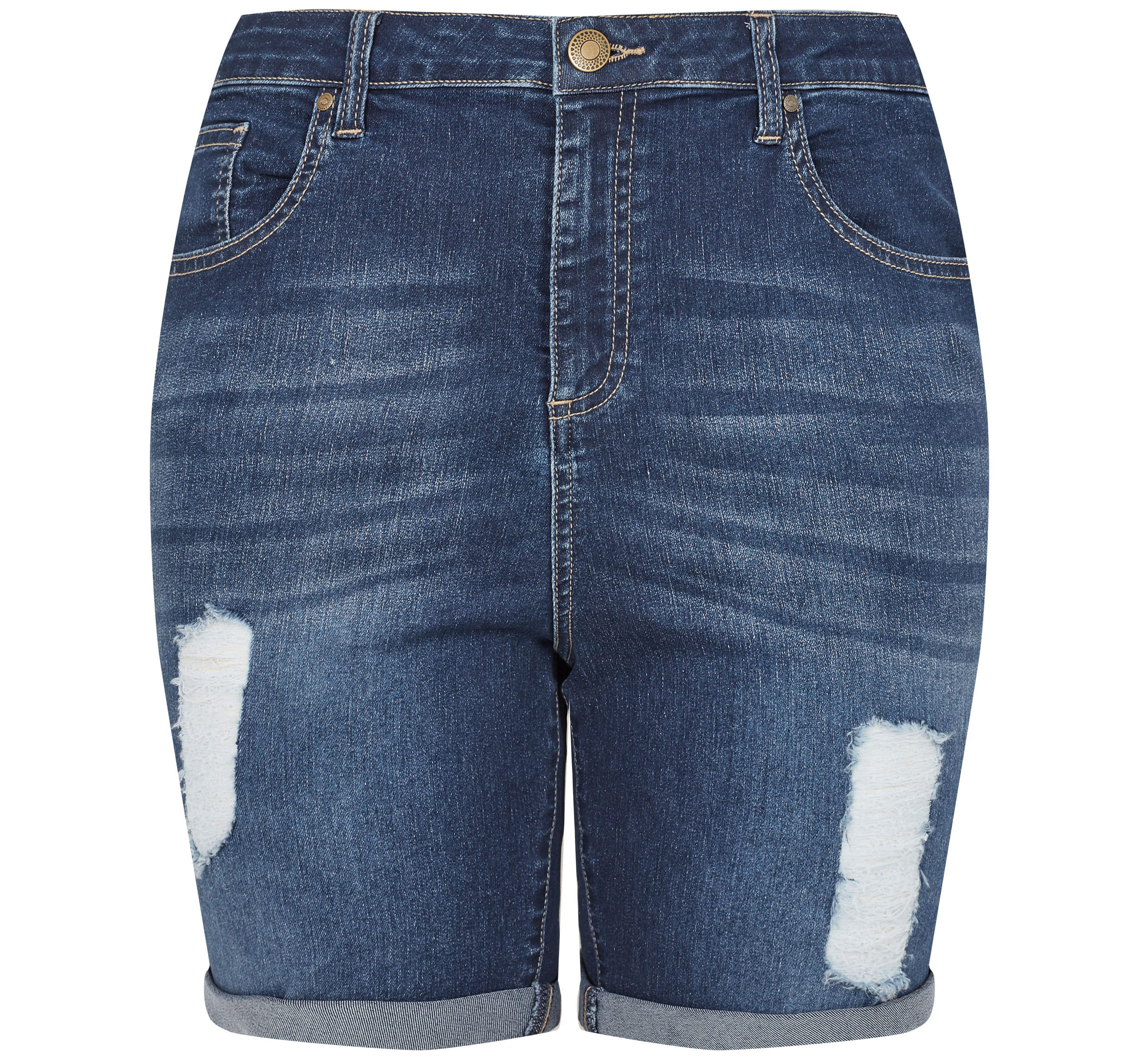 Yours Clothing Indigo Distressed Denim Shorts