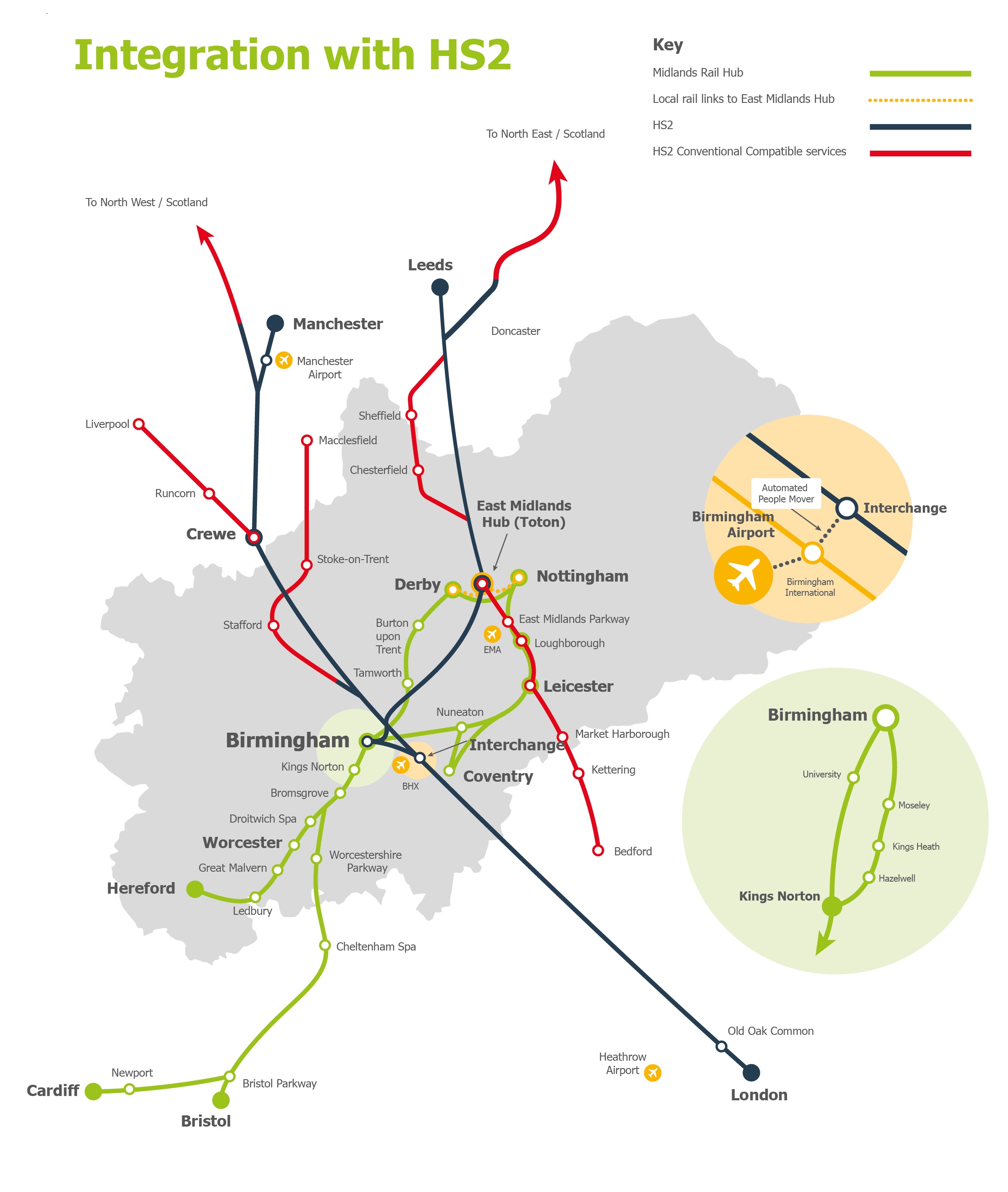 Map including upgrades proposed as part of the Midlands Rail Hub's outline business case, which has been submitted to the Government. (Credit: Midlands Connect/PA).