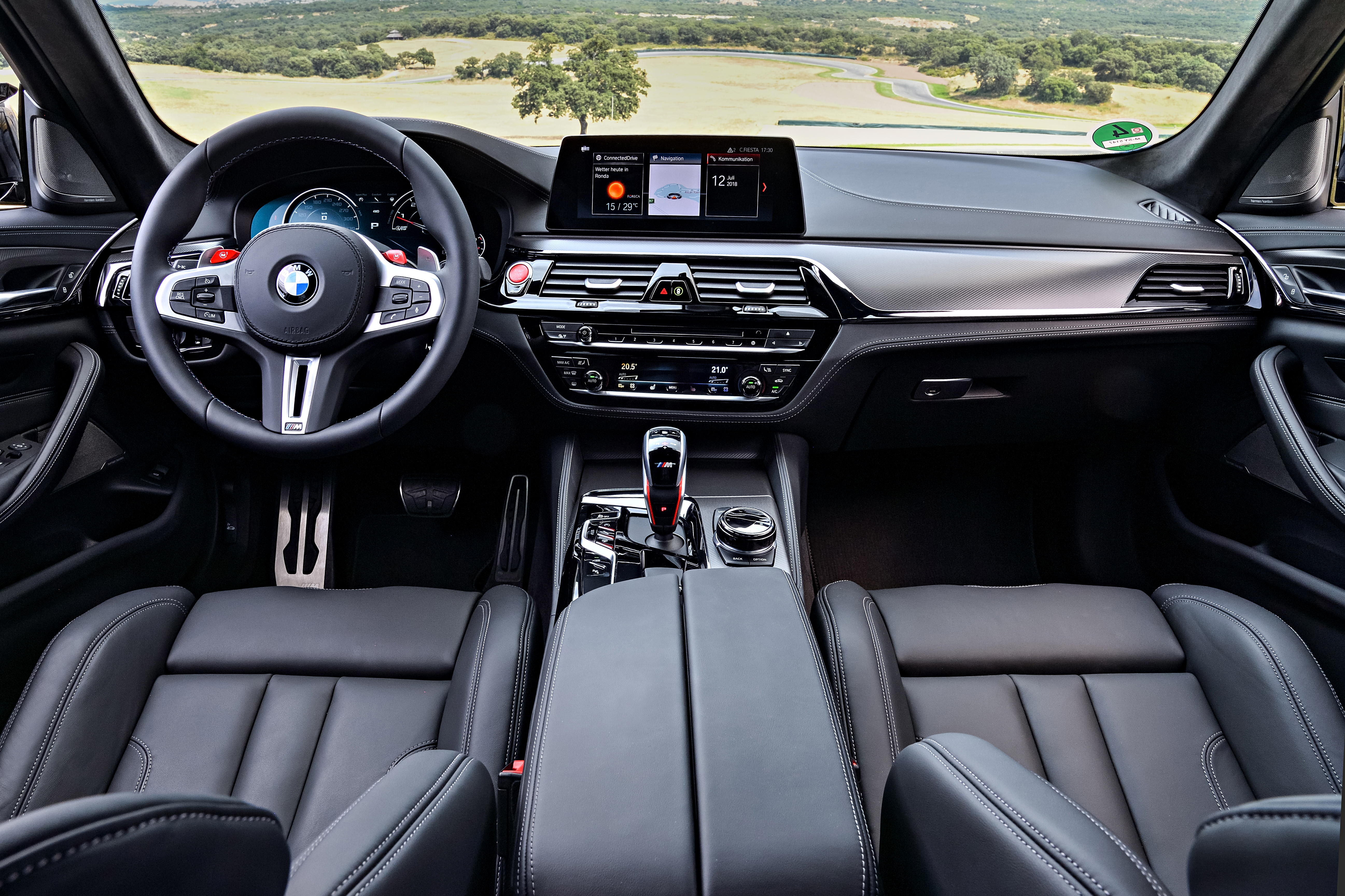 The interior remains largely unchanged over the standard M5