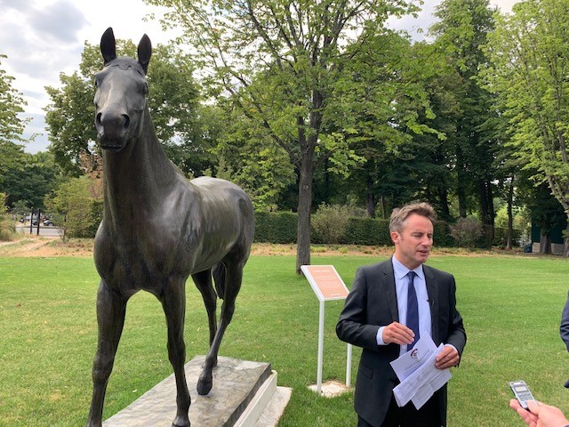 Olivier Delloye of France Galop addresses the British media