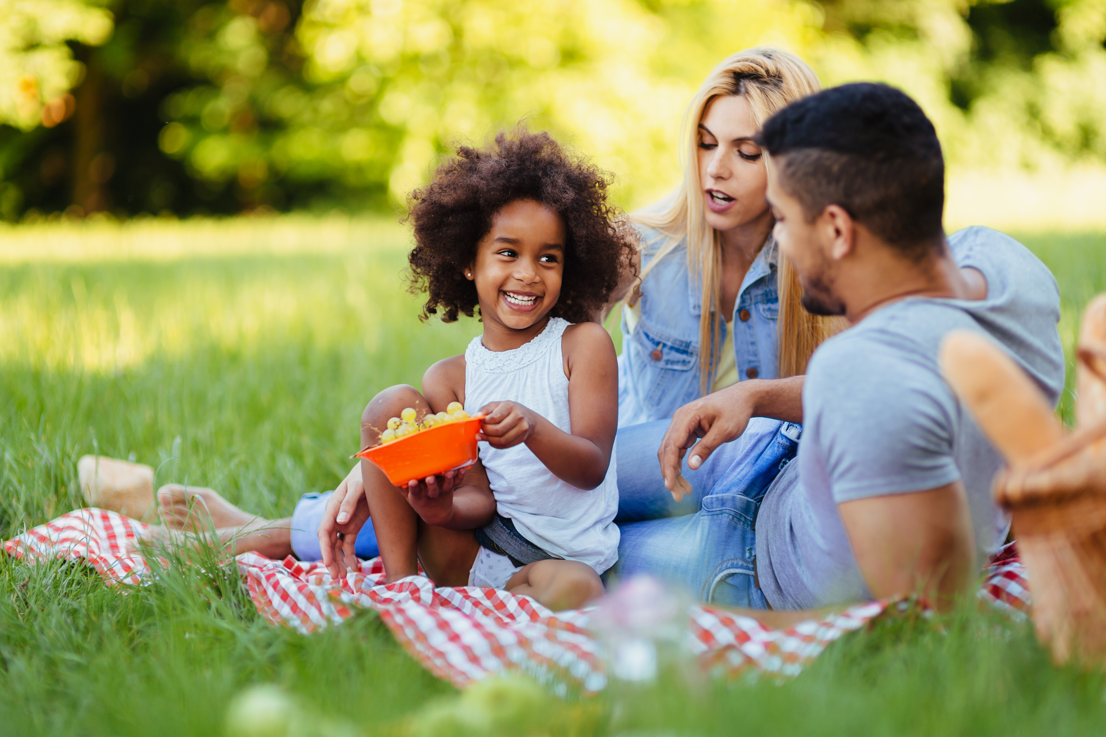 Happy family having fun time together on picnic