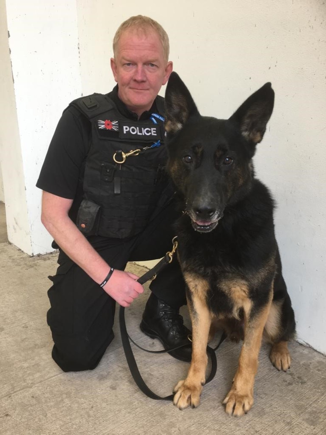 Retired police dog Bacca and his handler retired PC Mike Davey