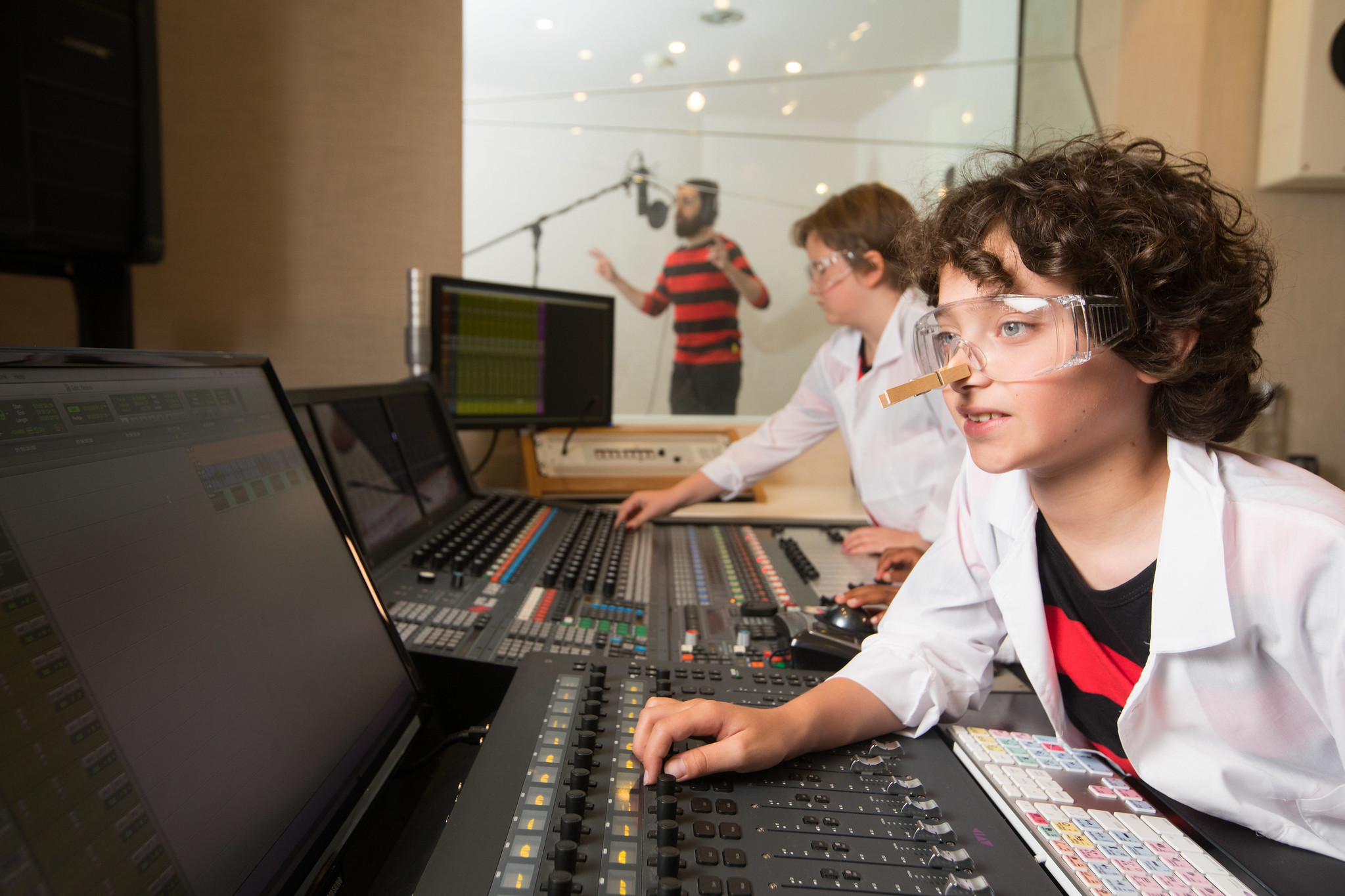 Young people in recording studio