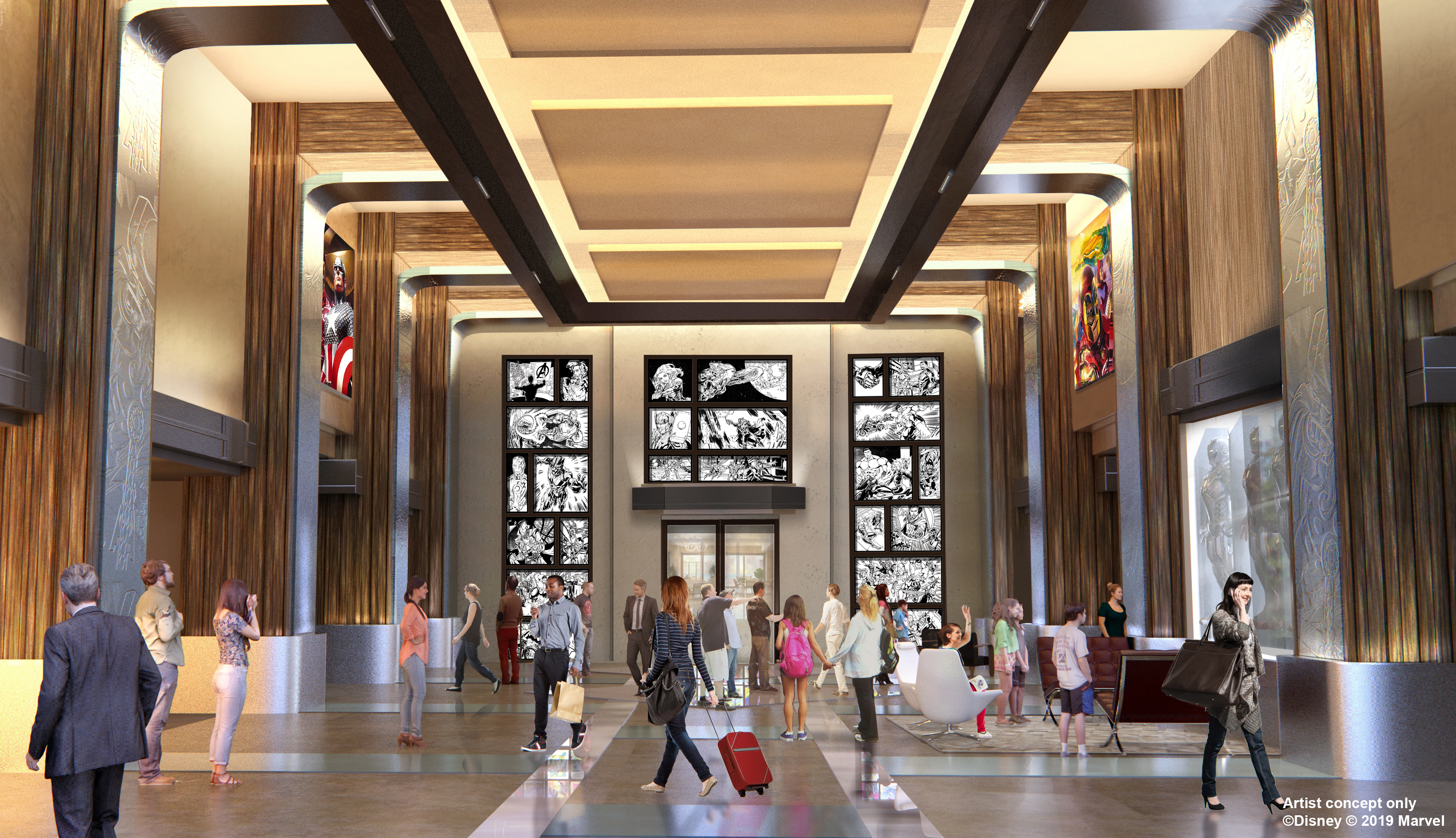 An artist's impression of the lobby of Disney's Hotel New York: The Art Of Marvel (Disney/Marvel/PA)