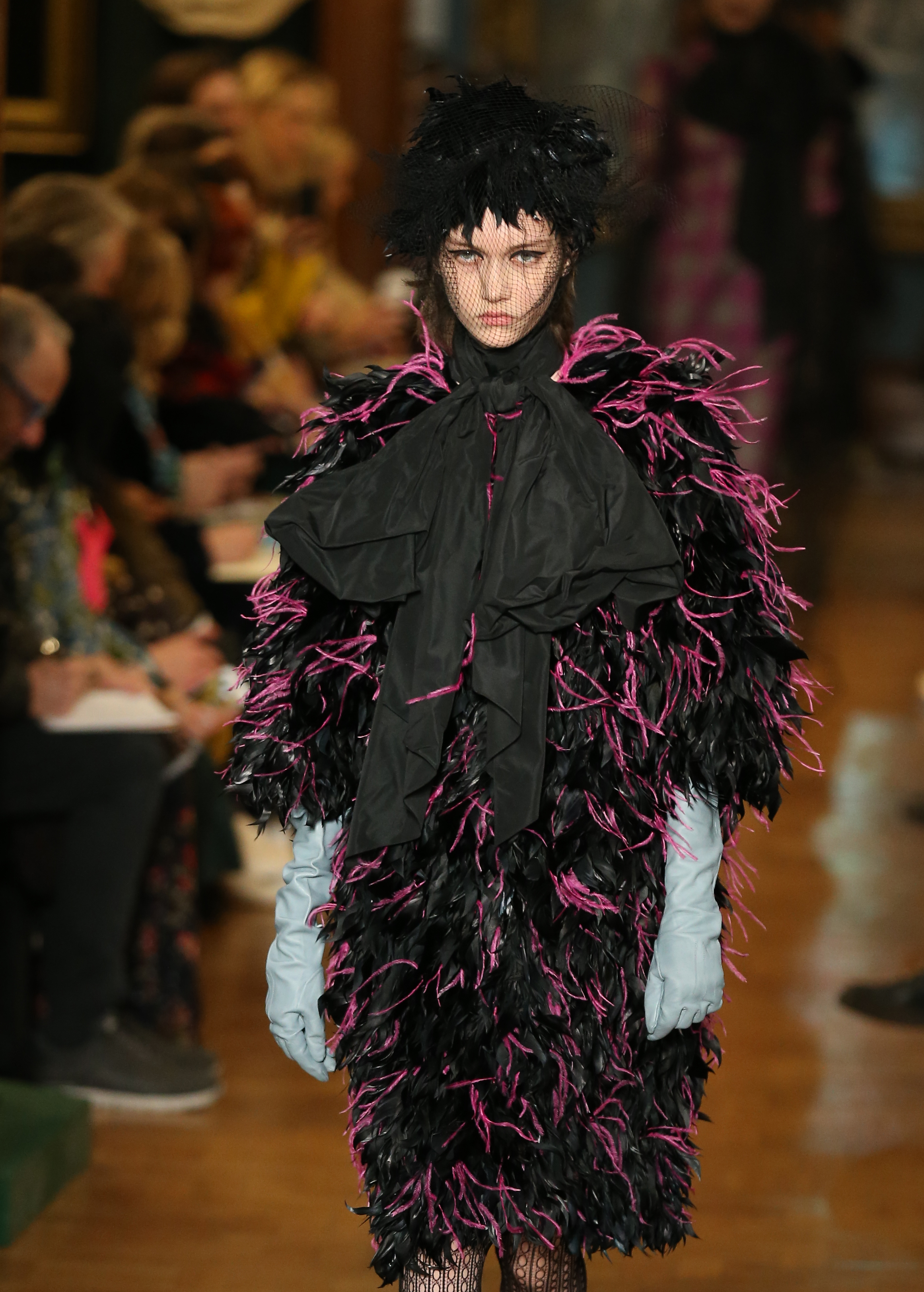 Models on the catwalk during the Erdem Autumn/Winter 2019 London Fashion Week show at The National Portrait Gallery, London.