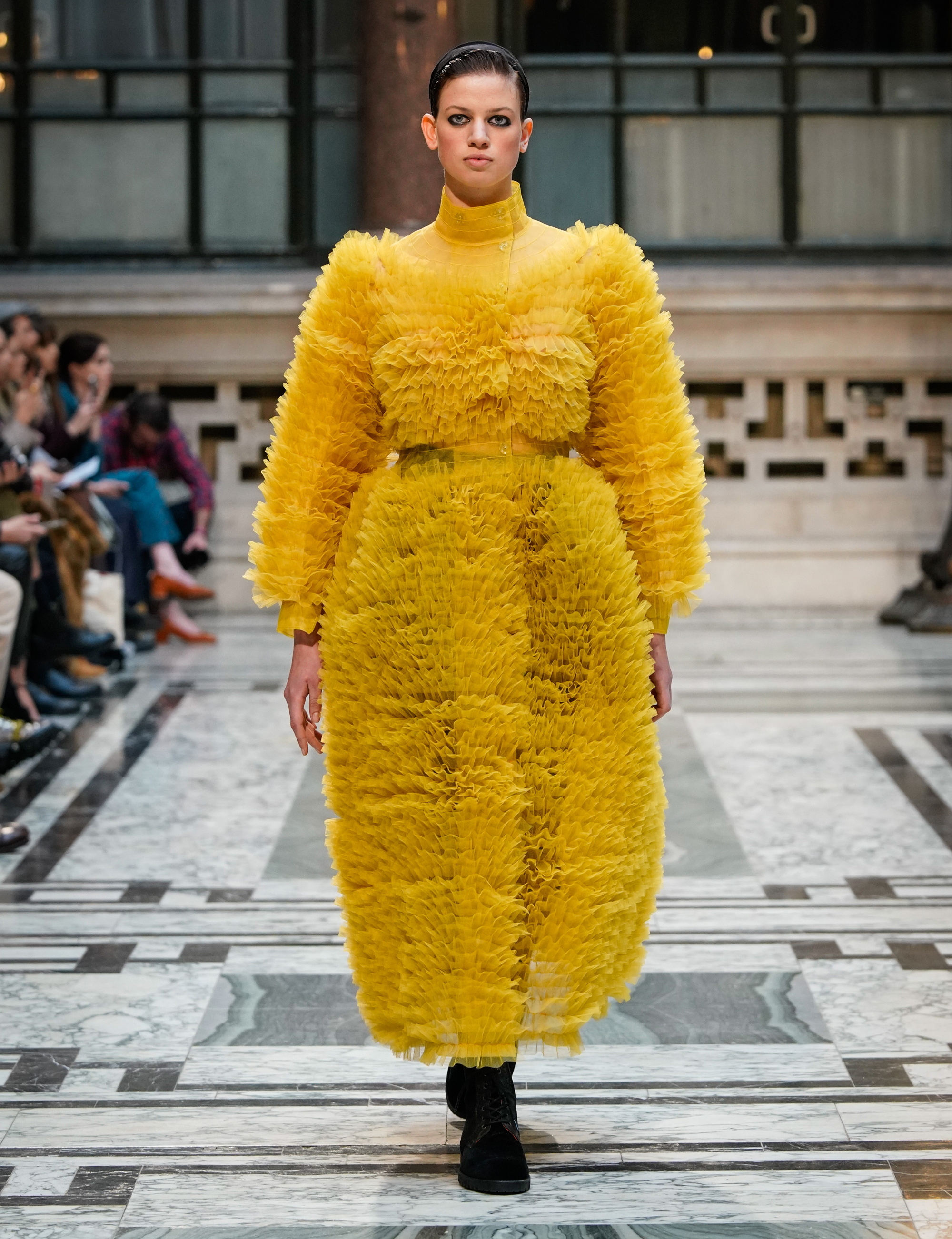 model on the catwalk at Molly Goddard AW19