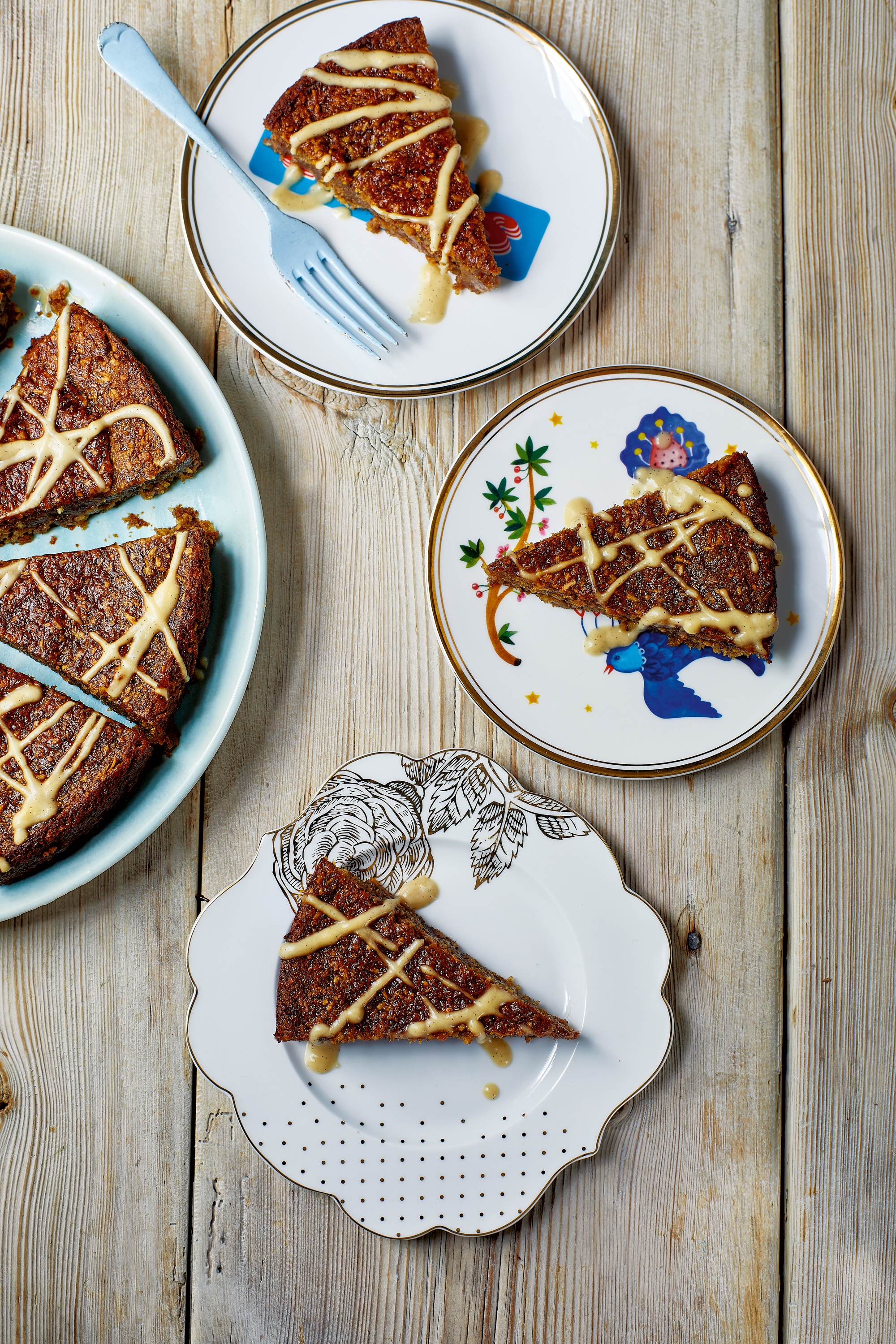 Date and almond cake with caramel sauce from Happy Vegan by Fearne Cotton (Andrew Burton for The Orion Publishing class=