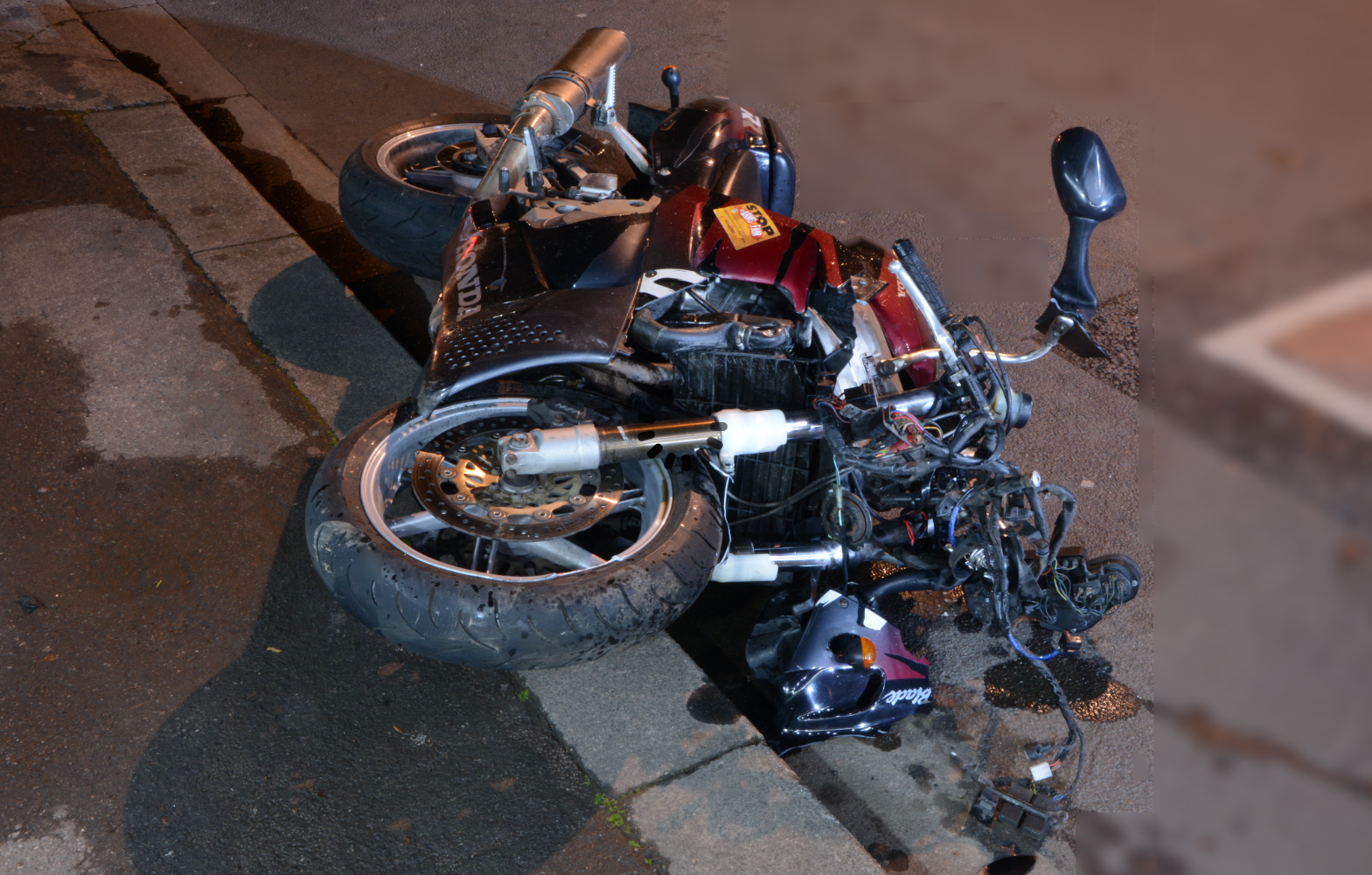 The motorbike ridden by Mr Rice, pictured after the collision (Avon and Somerset Police/PA)