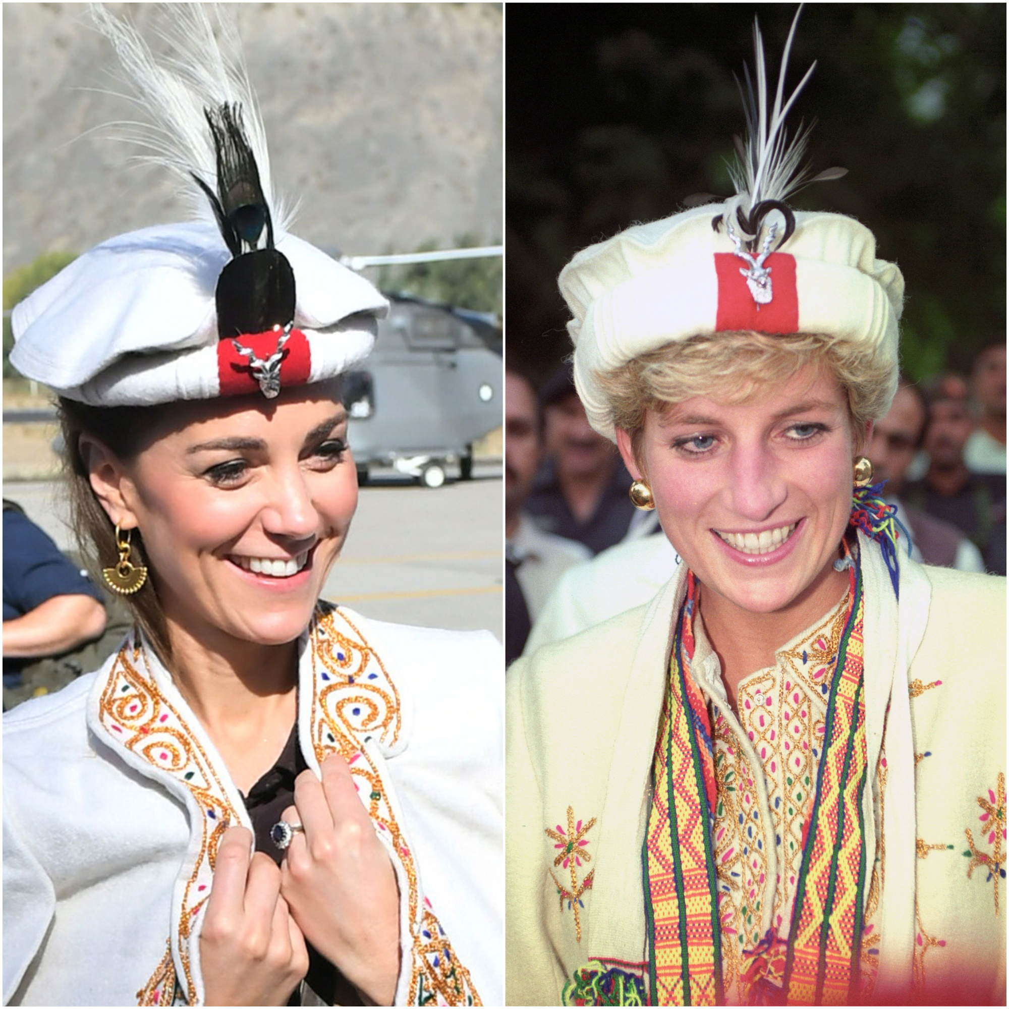 Kate and Diana, pictured in 1991, in similar hats during visits to Chitral (Sam Husssein/Martin Keene/PA)