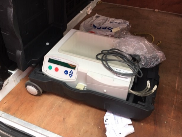 A blood transfusion was one of the items left behind in a car