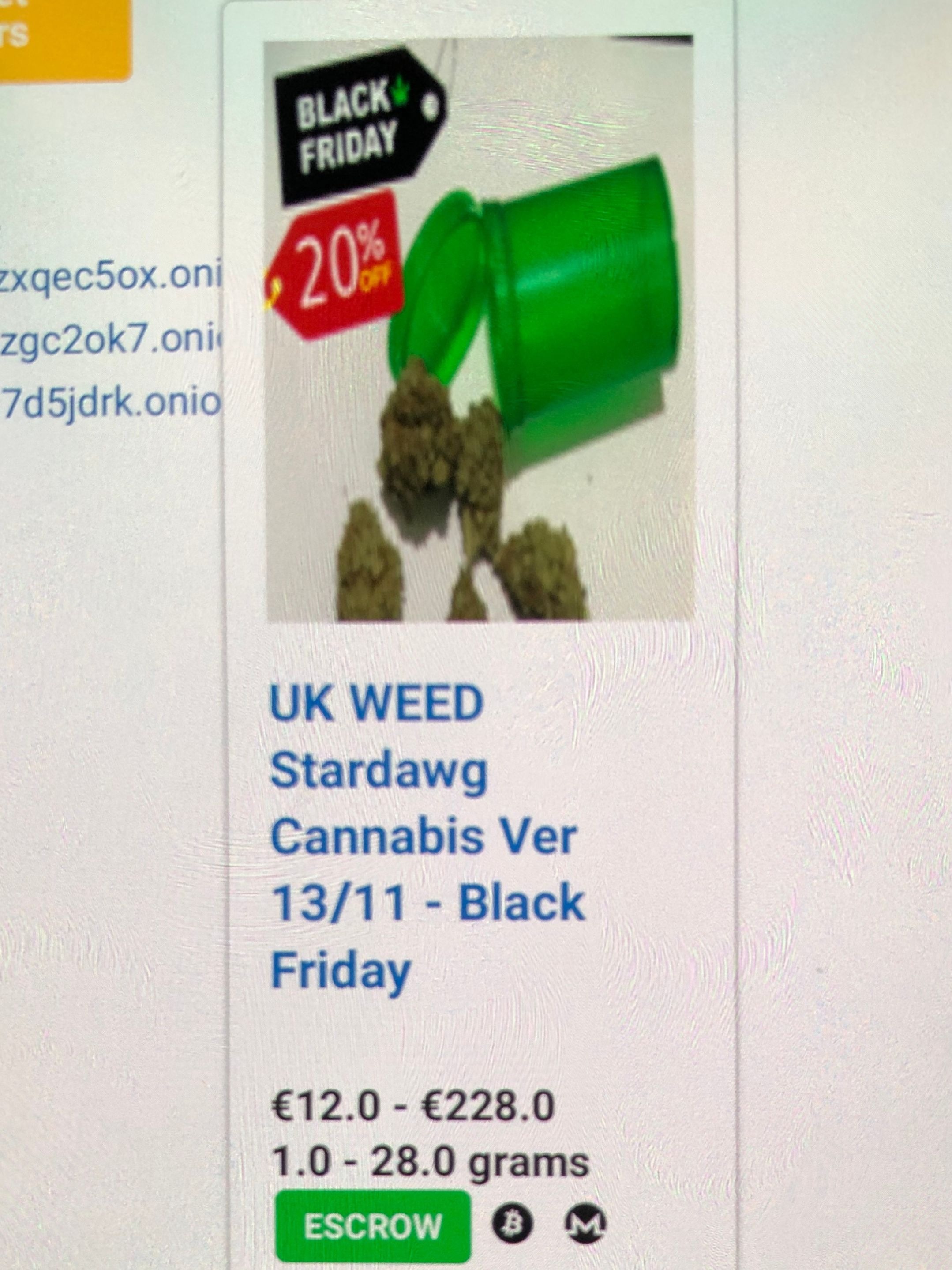 Some users of dark web marketplaces are apparently offering Black Friday deals on illegal drugs