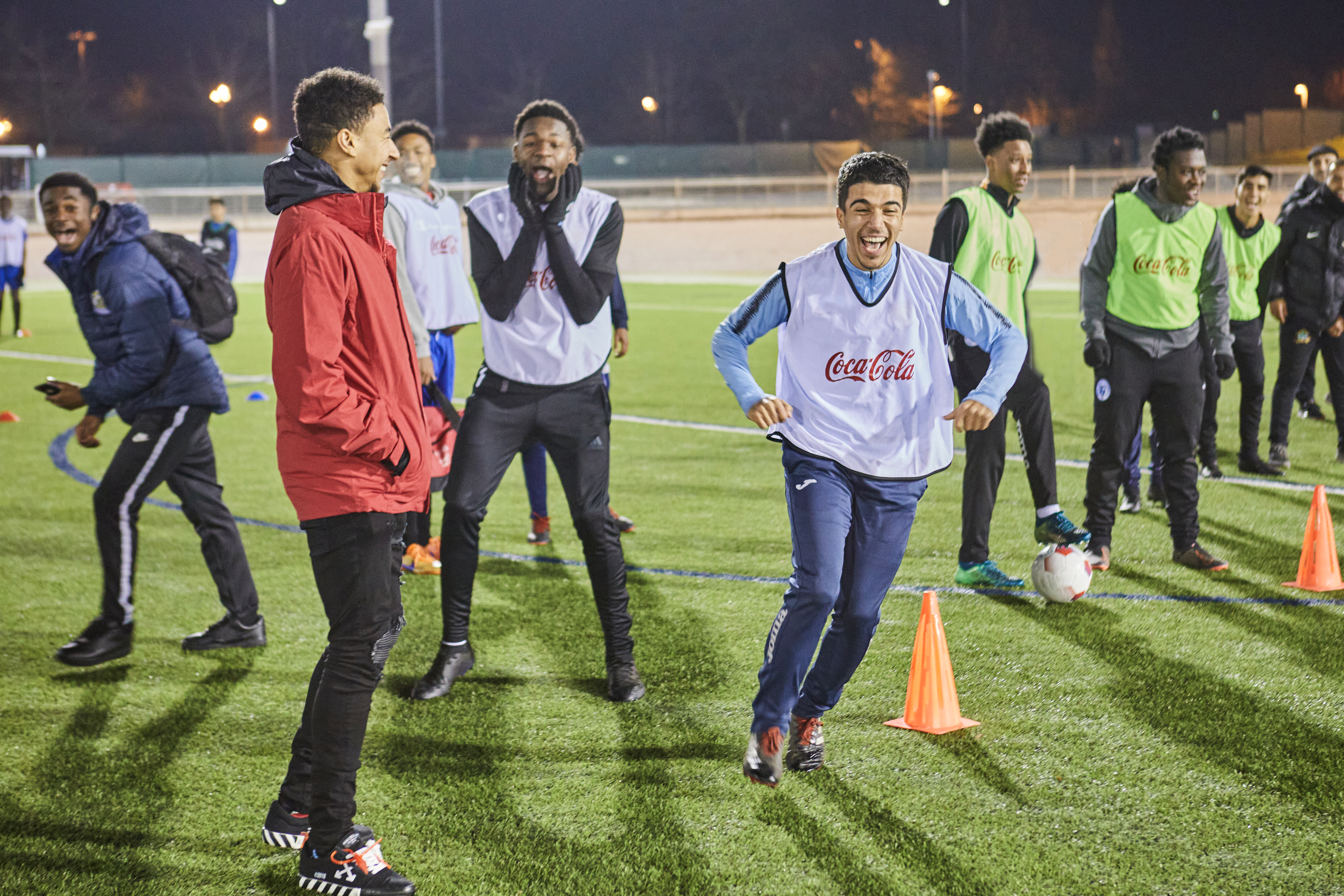 Coca-Cola ambassador Jesse Lingard takes part in a training session with StreetGames players in Manchester