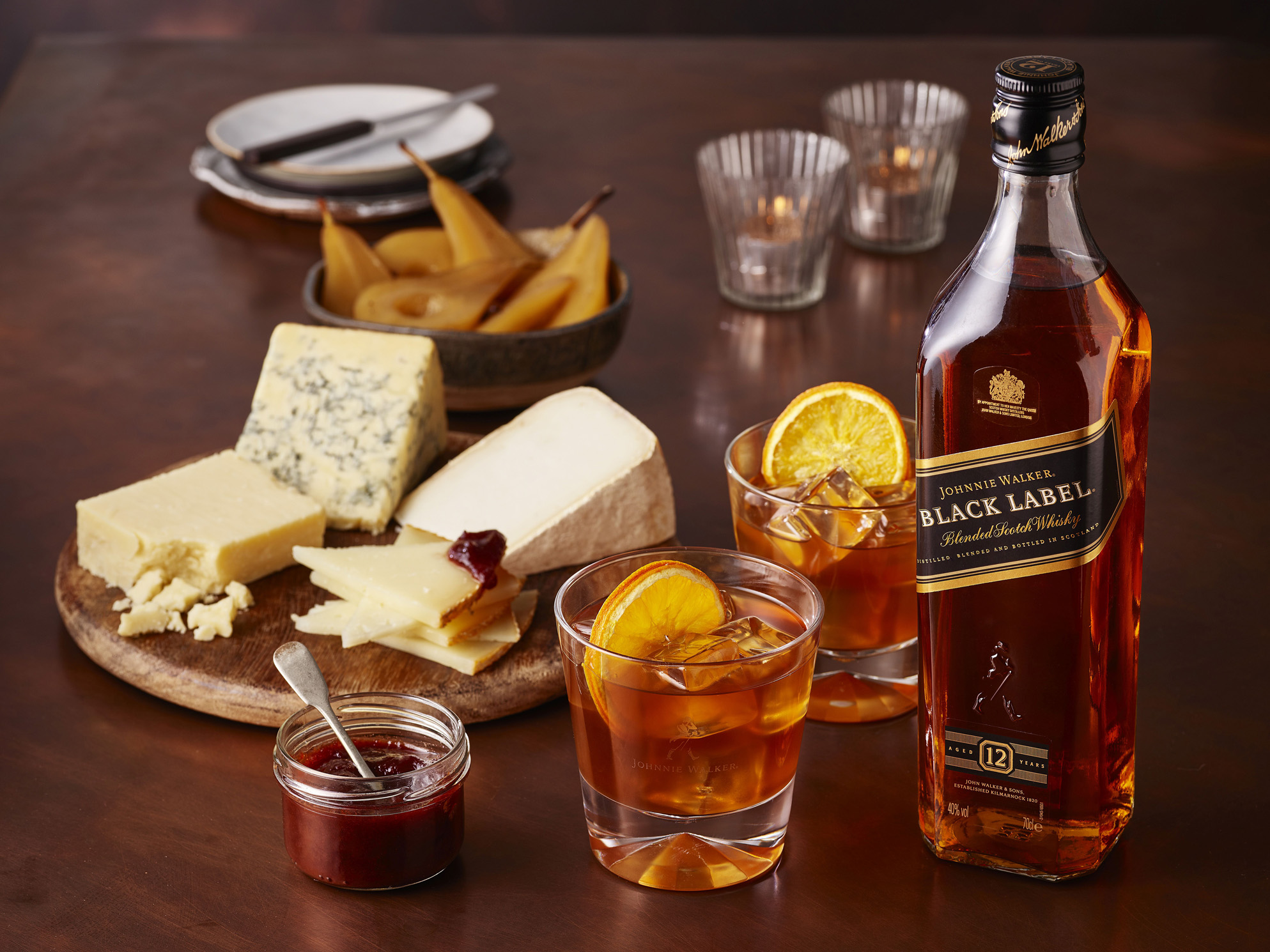 Johnnie Walker Black Label and cheese board