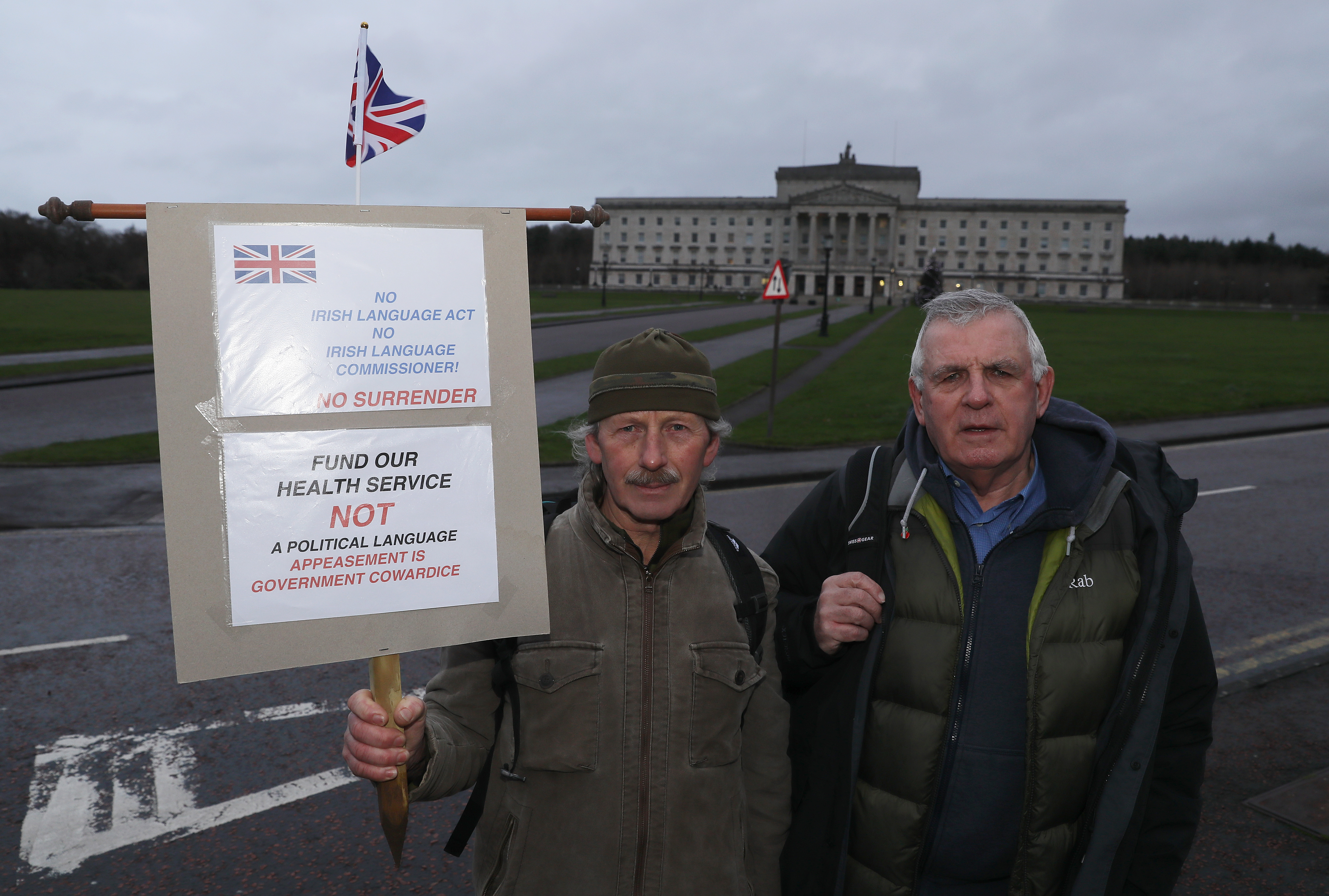 Tawf Morgan (left) and John Ross of Unite Unionists at Stormont 