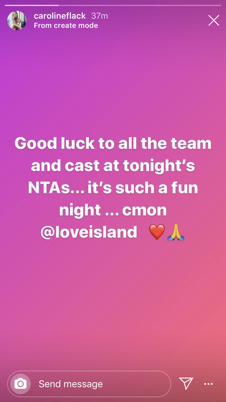 Caroline Flack's message to the cast and crew of Love Island