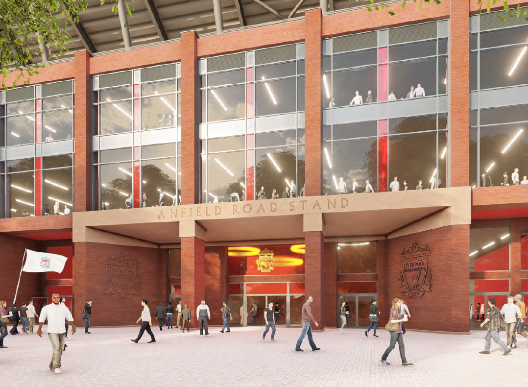Redevelopment of Liverpool's Anfield Road Stand will mirror that of the Main Stand, completed in 2017