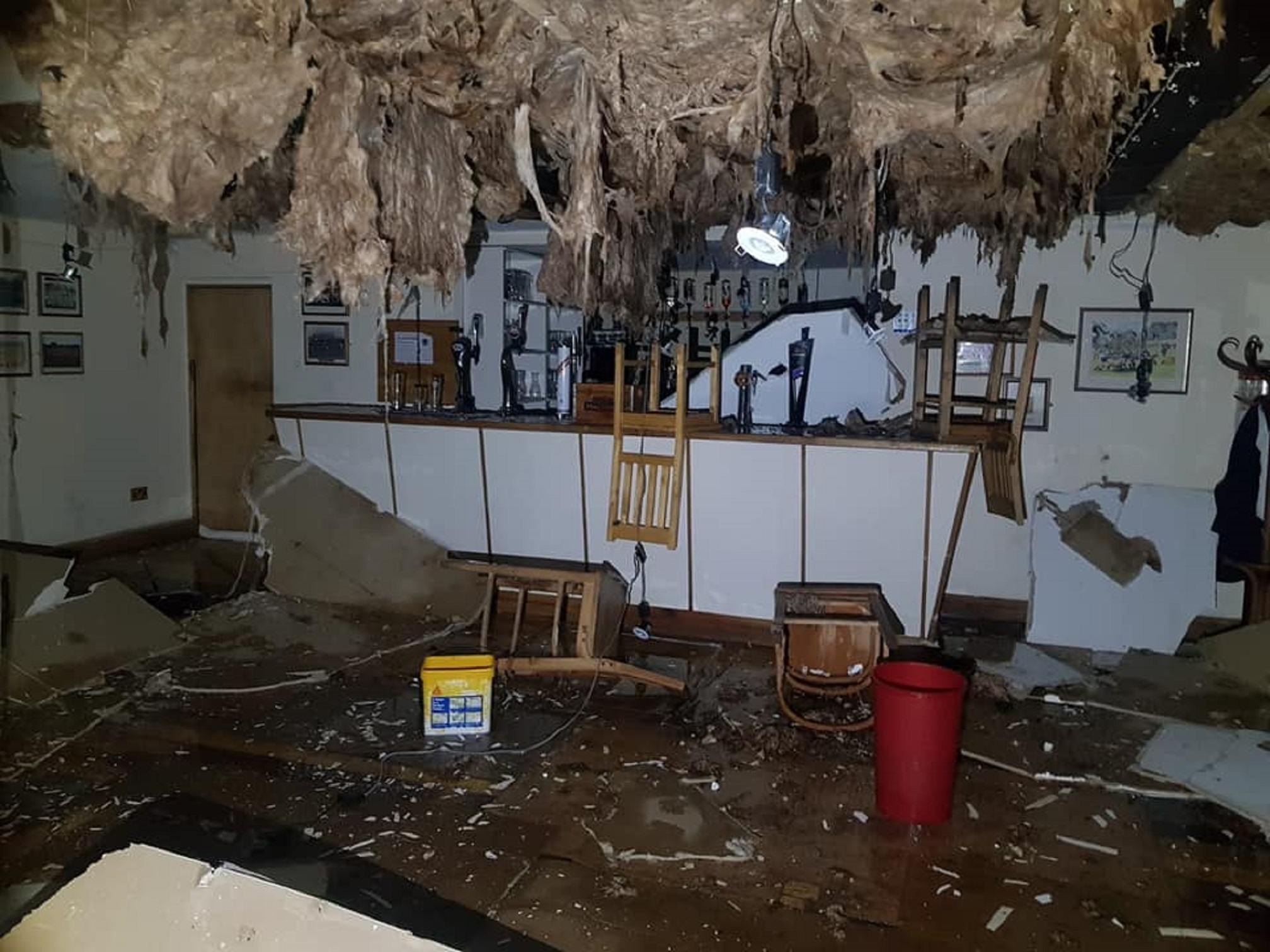 Clubhouse damage at Corby Rugby Club after recent bad weather