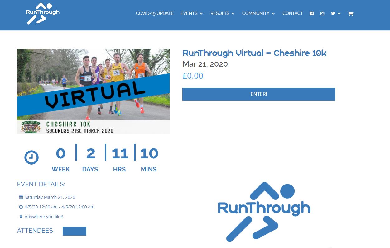 Organisers offer entrants the chance to run the Cheshire 10K virtually
