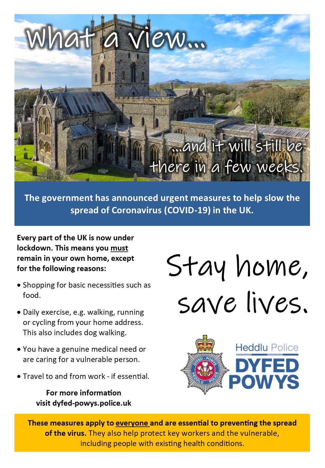 Police in Pembrokeshire are distributing flyers warning of the locksdown (Dyfed-Powys Police/PA)
