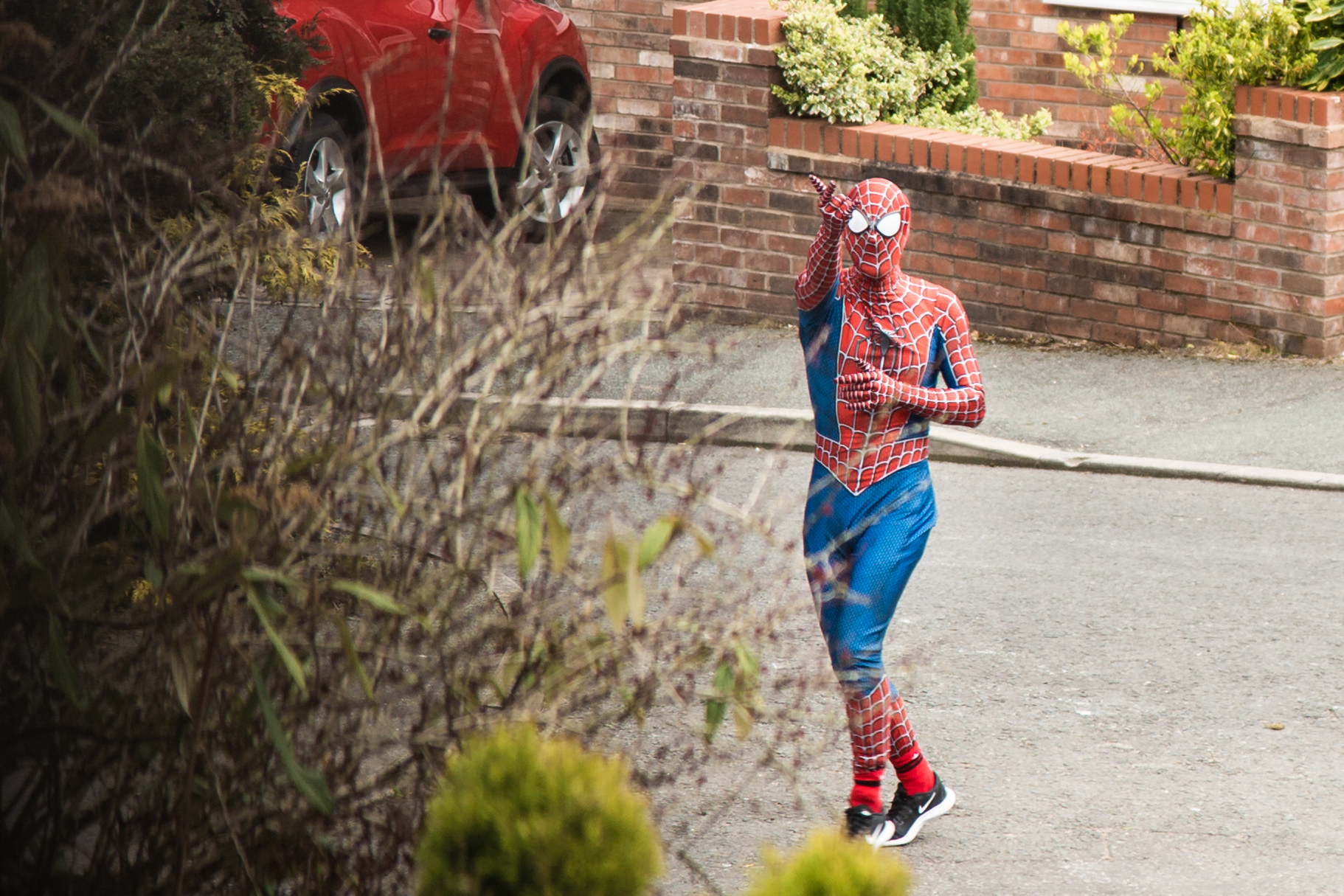 The 'Stockport Spider-Man' visits local residents
