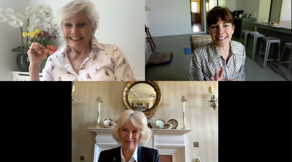 The Duchess of Cornwall talks with Angela Rippon and Dame Darcey Bussell (Clarence House/PA)