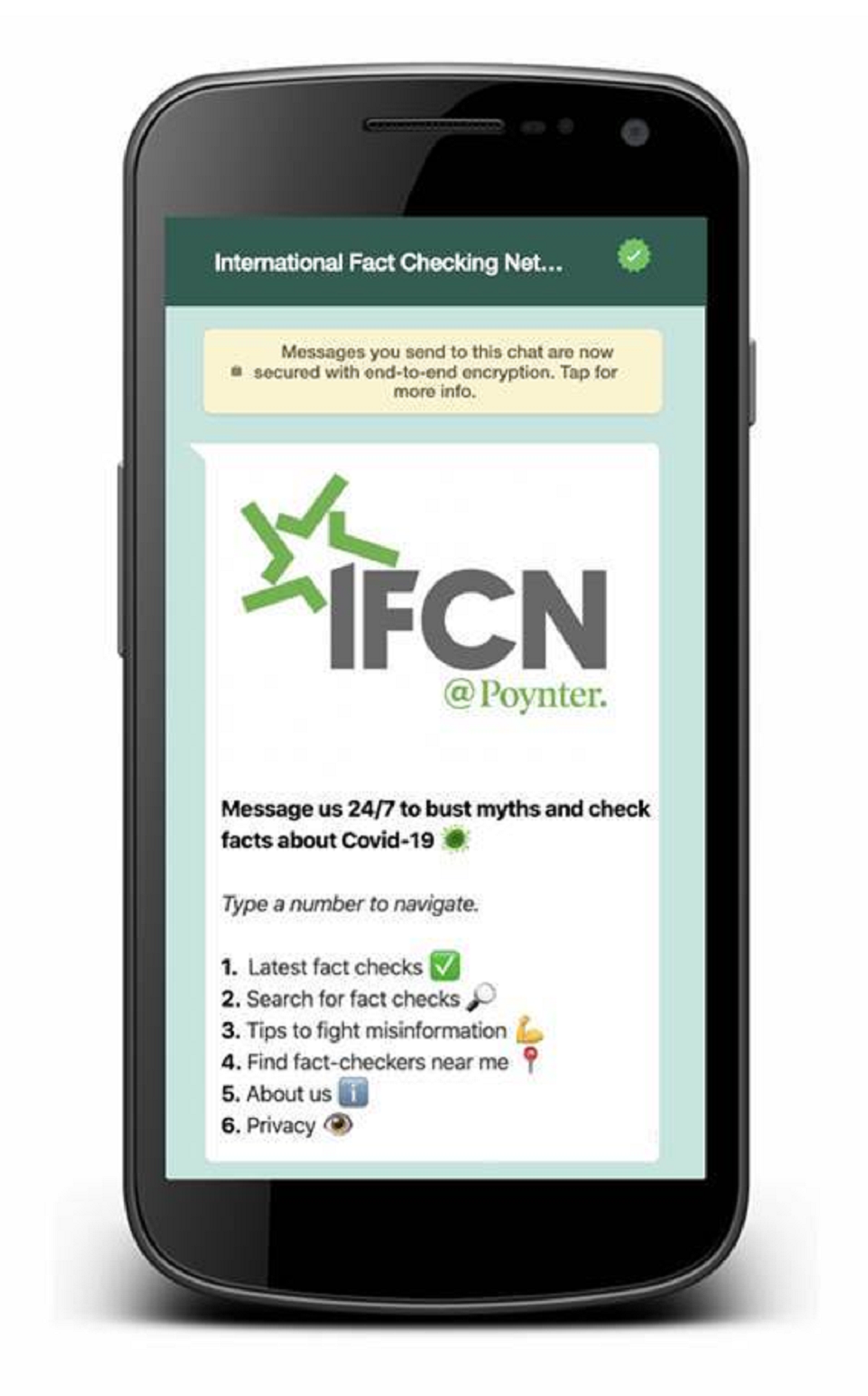 The IFCN chatbot on WhatApp