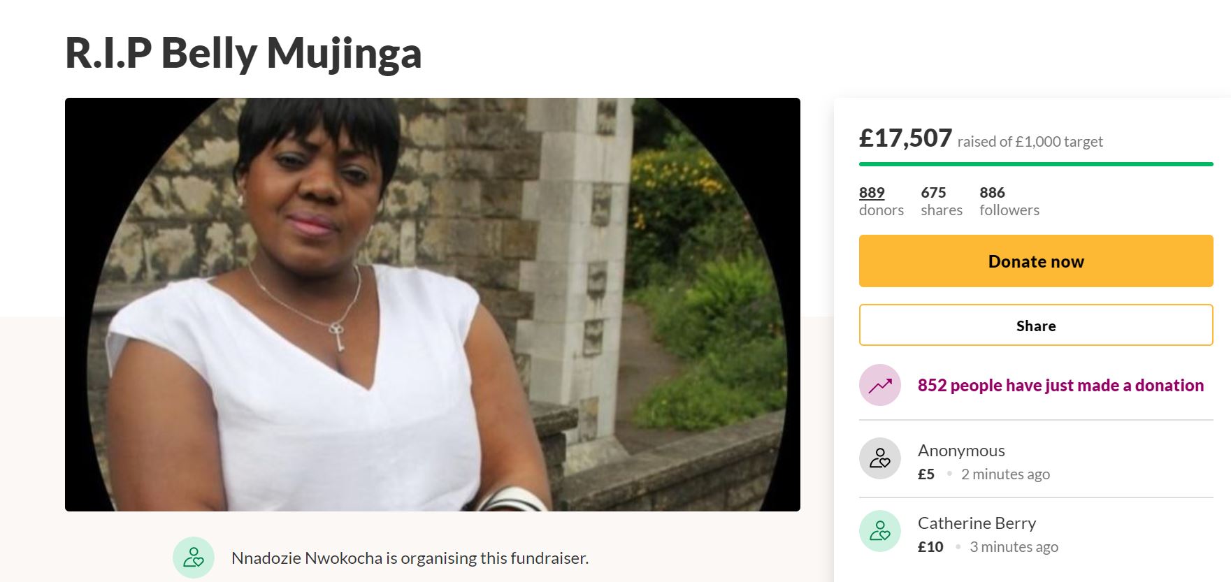 A fundraising page has been created to raise money for the family of Belly Mujinga (Screengrab/PA)