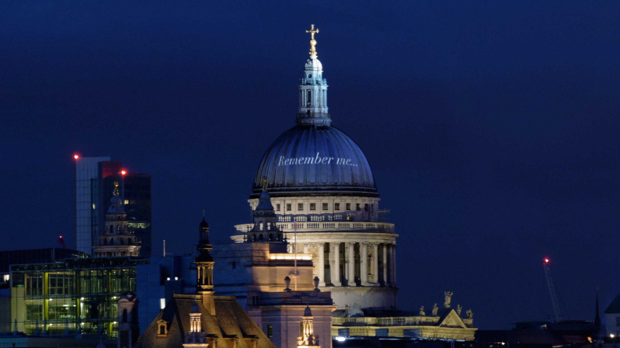 St Paul's famous dome is emblazoned, thanks to computer graphics, with the name of the new online memorial project. PA Wire
