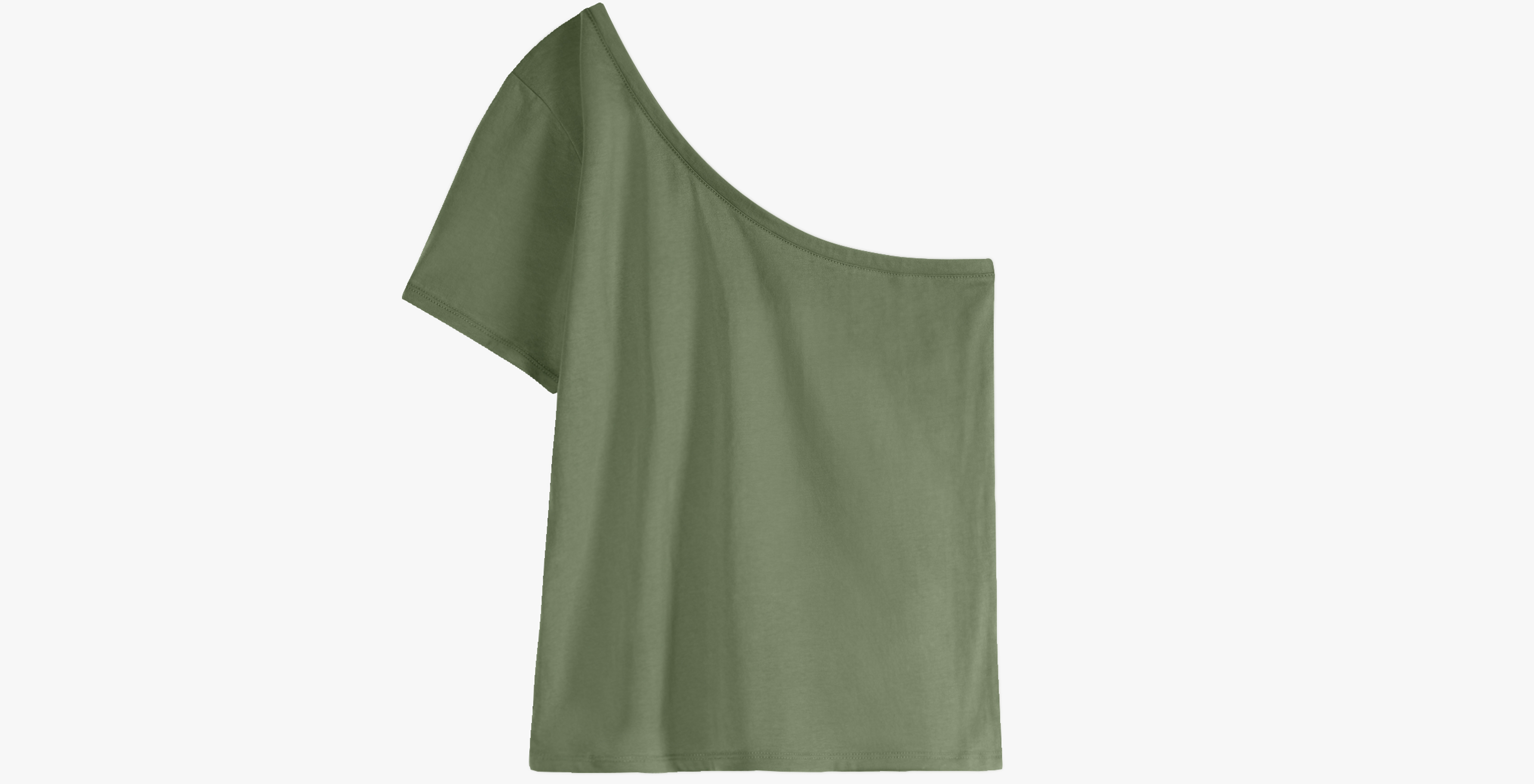 Hush One-Shoulder T-Shirt in Khaki Green, £29