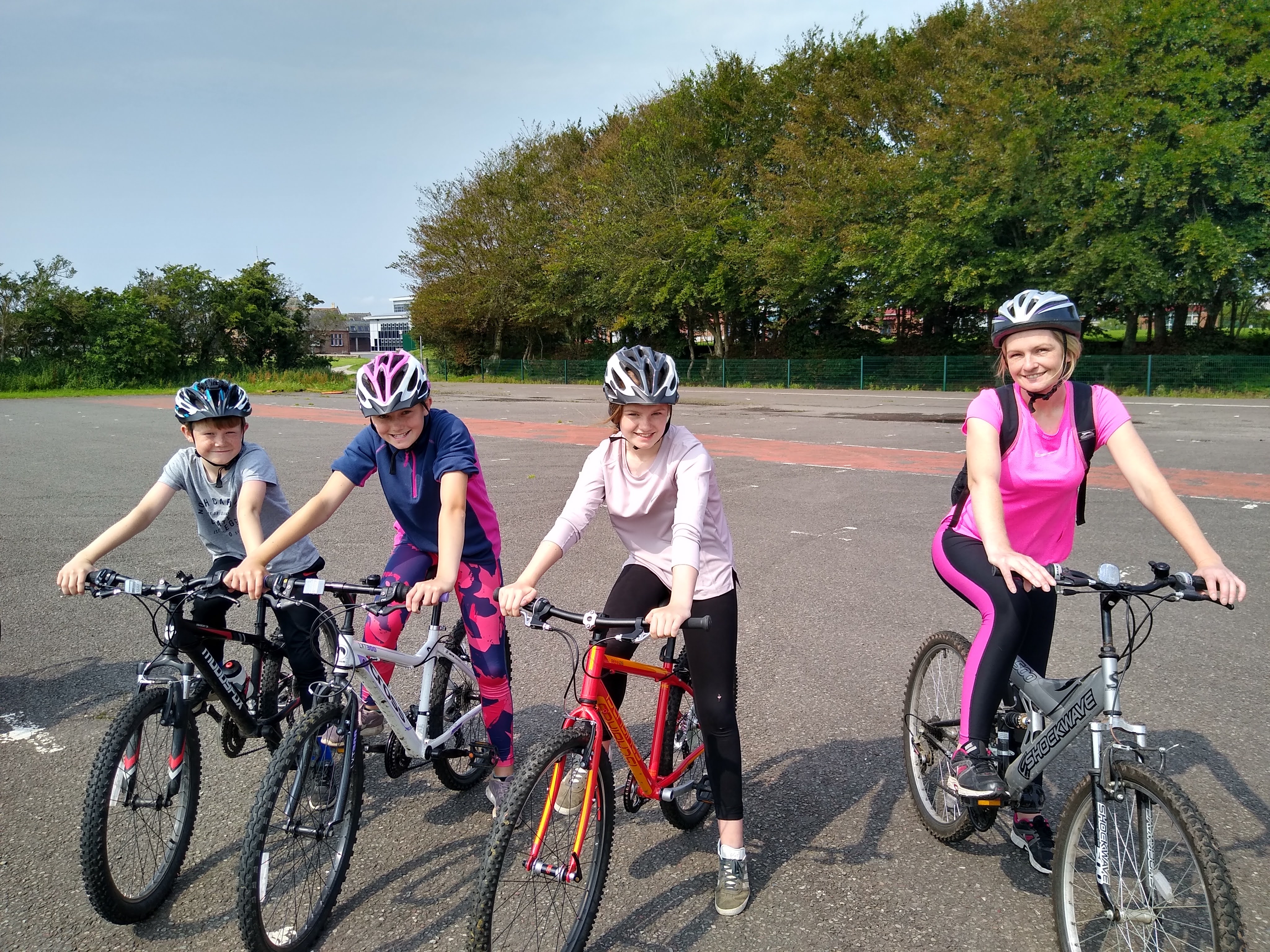 Family on bikes