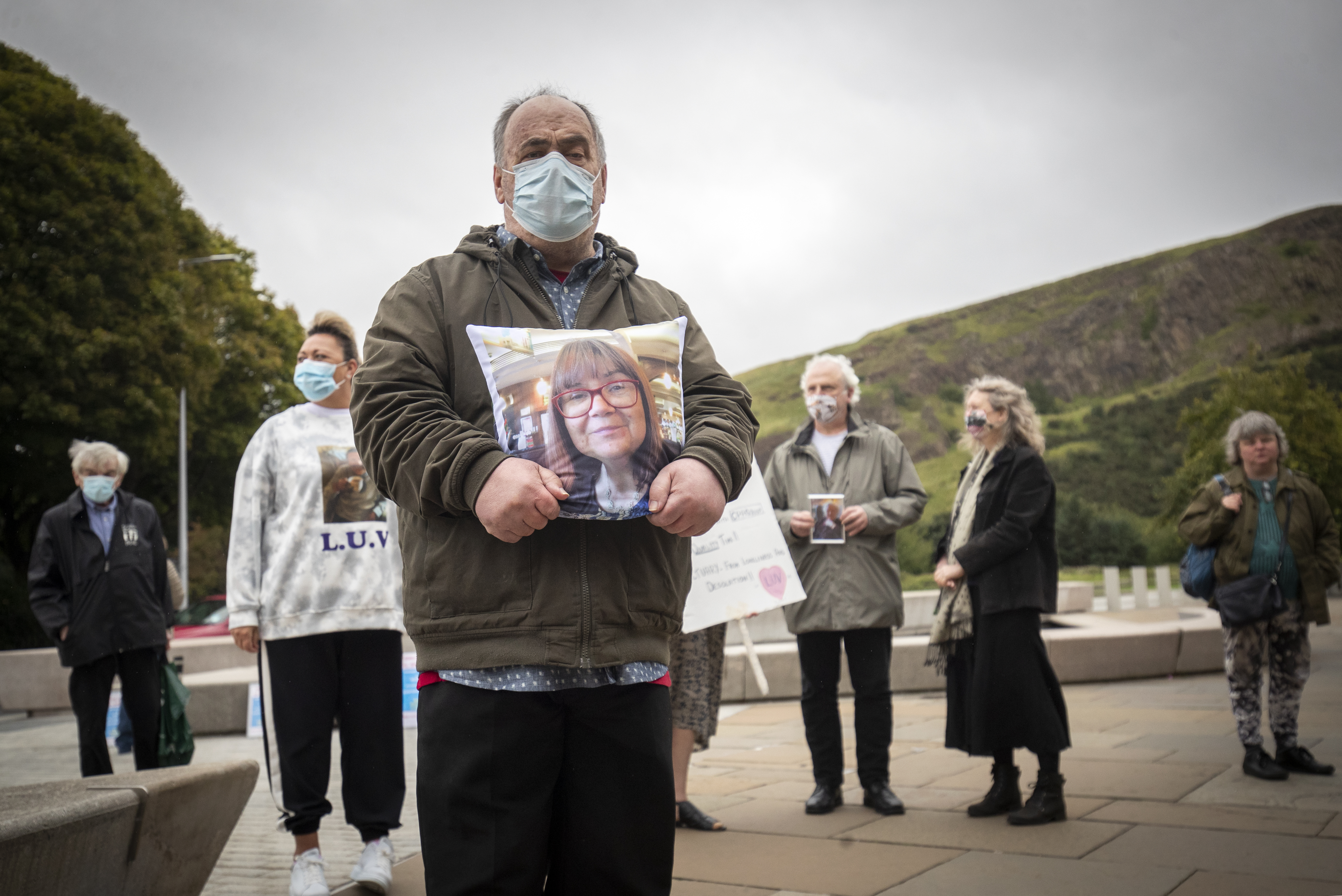 Families of care home residents demonstrated outside Holyrood