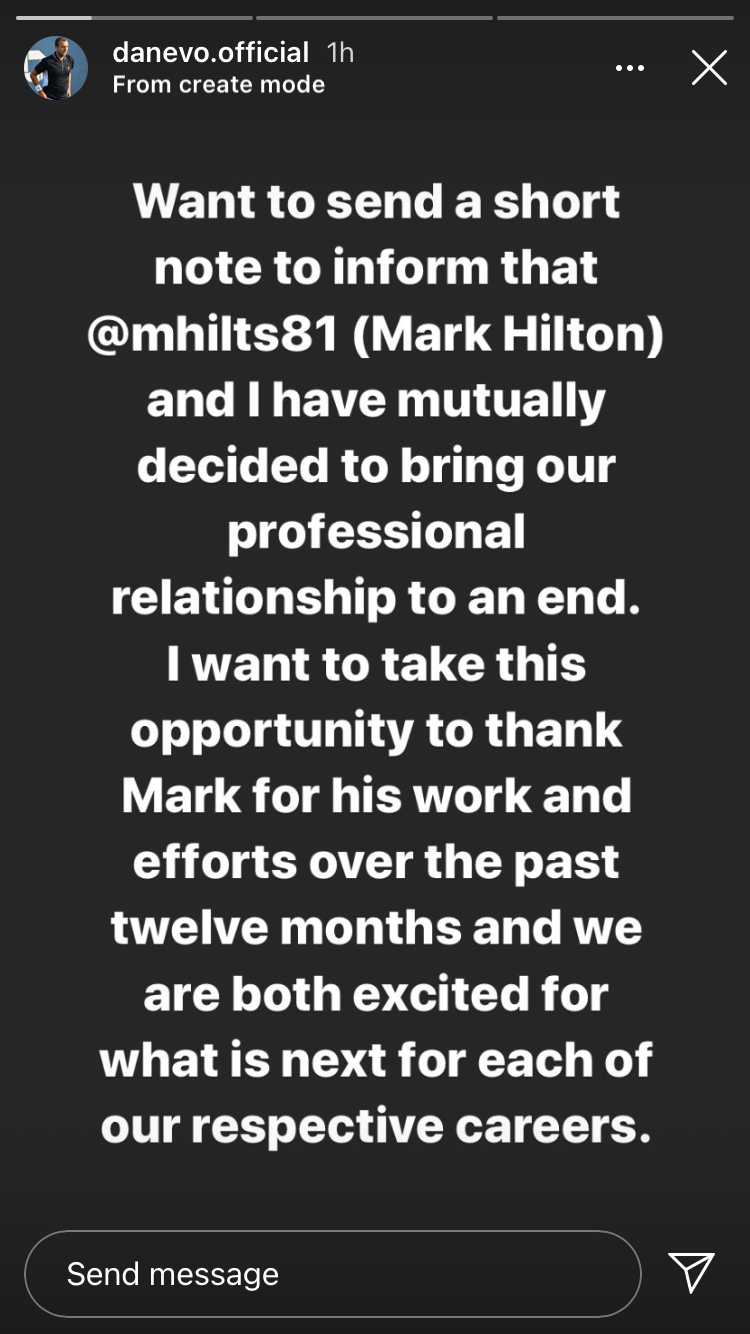 Dan Evans announces his impending split from Mark Hilton