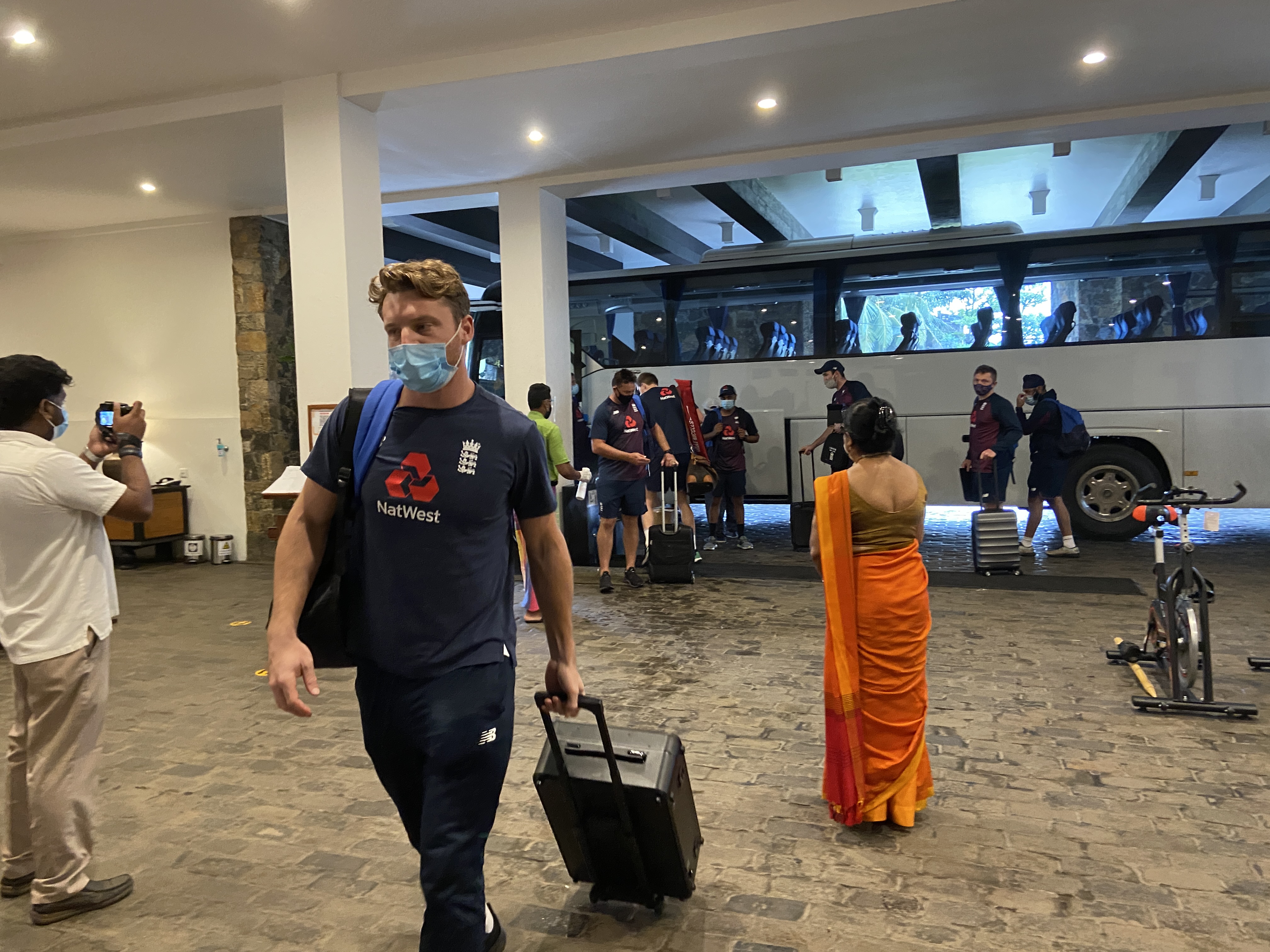 Jos Buttler arrives in Galle ahead of the first Test.