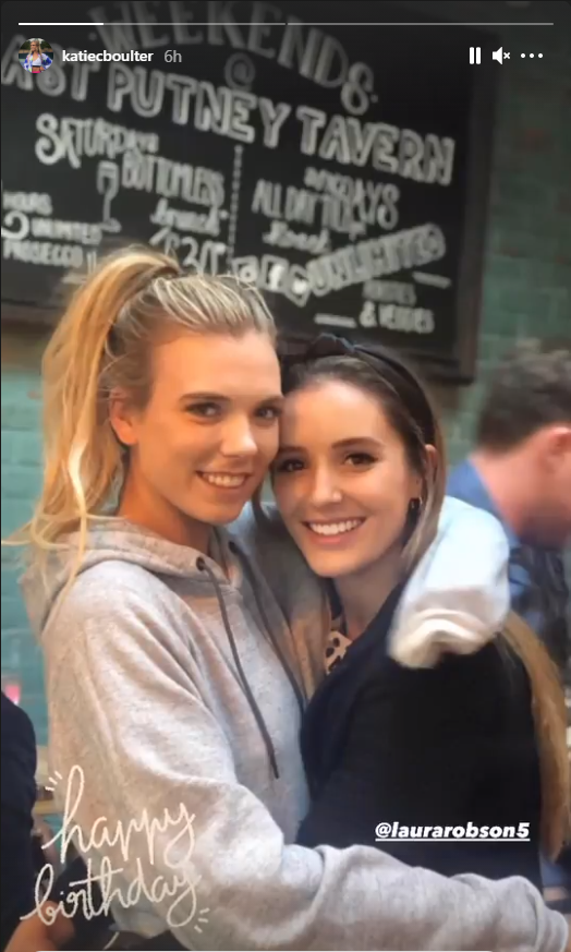 Katie Boulter (left) wished Laura Robson a happy birthday 