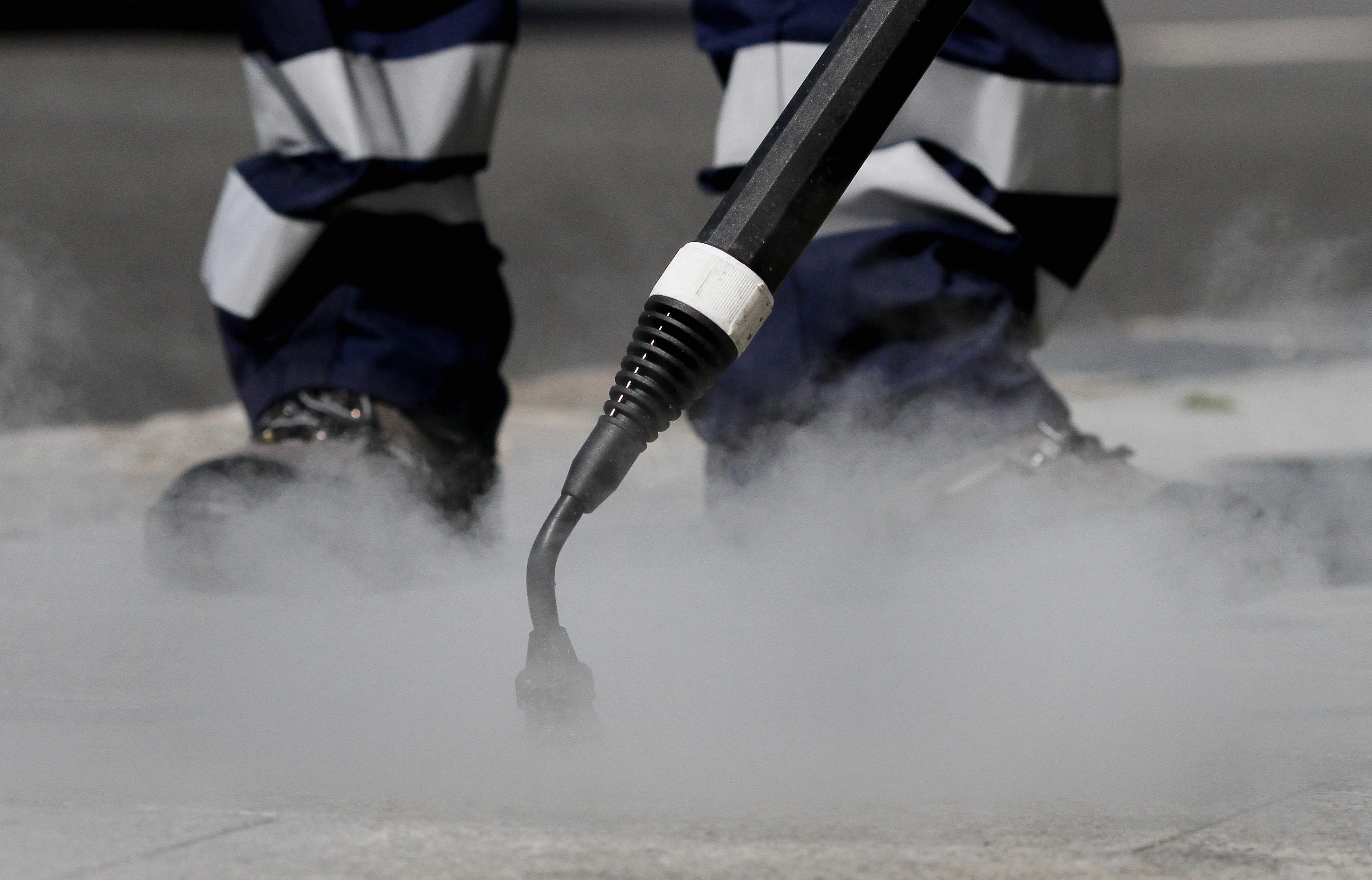A street being cleaned