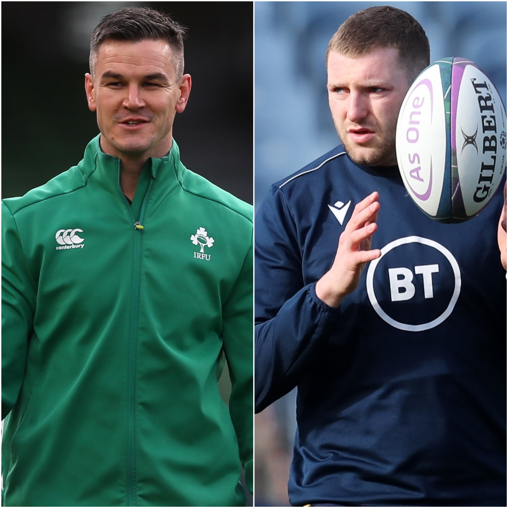 Rival fly-halves Johnny Sexton, left, and Finn Russell are preparing to do battle